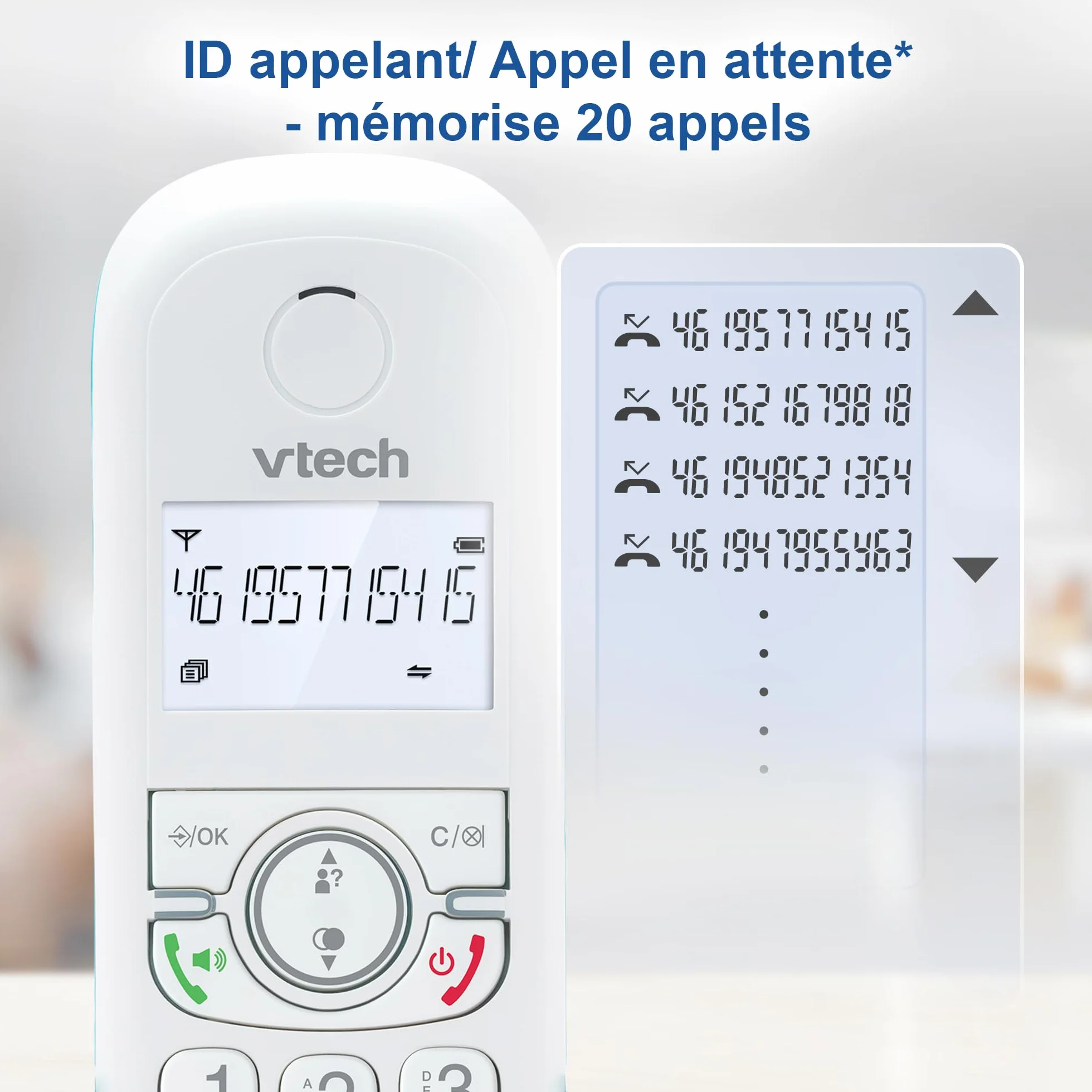 VTech CS1500 Téléphone sans Fil DECT Double Charge avec Blocage d'appel, Identification Appelant, Haut-Parleur Mains Libres