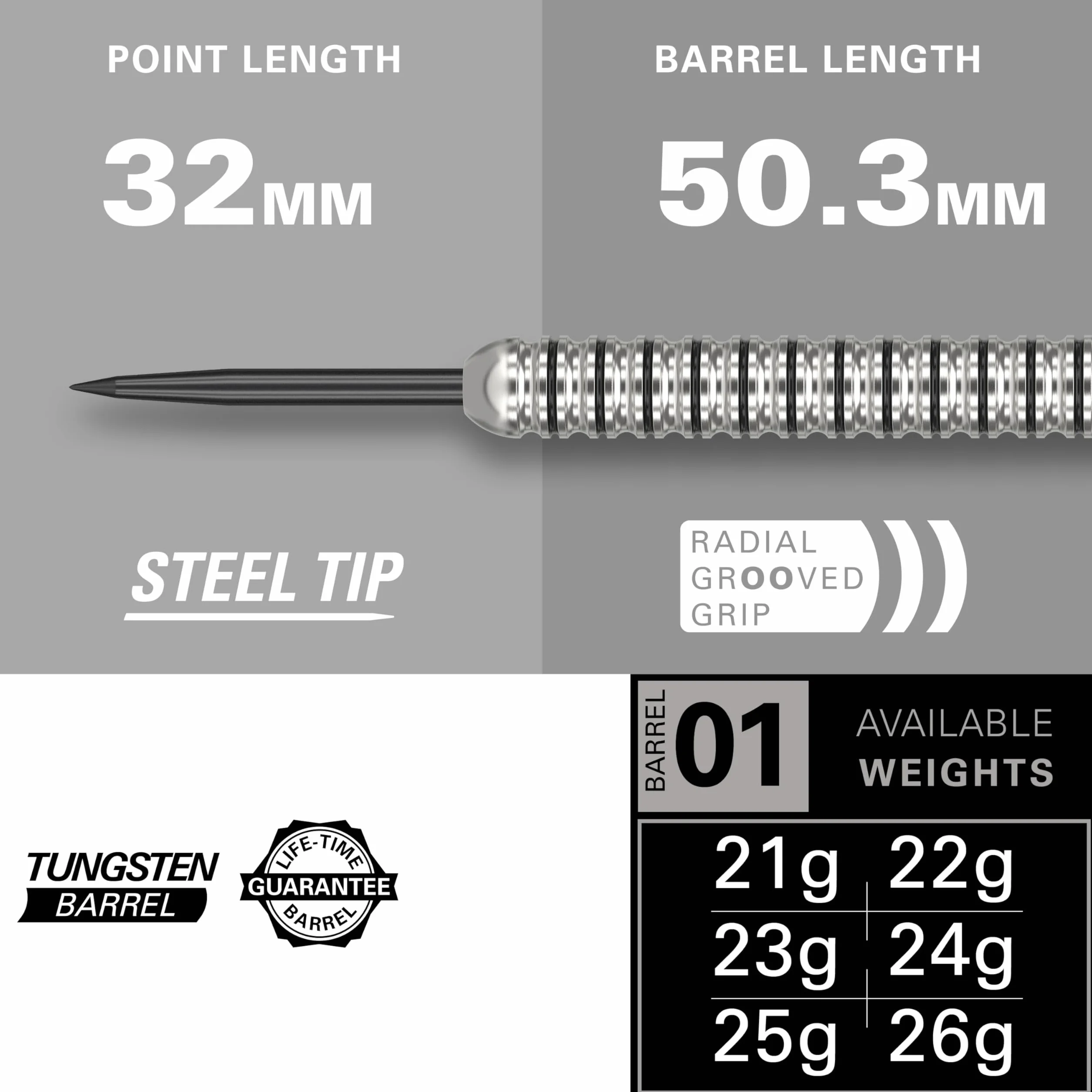 Target Darts Artemis Tungstène Pointe en Acier Fléchettes Set 21-26G