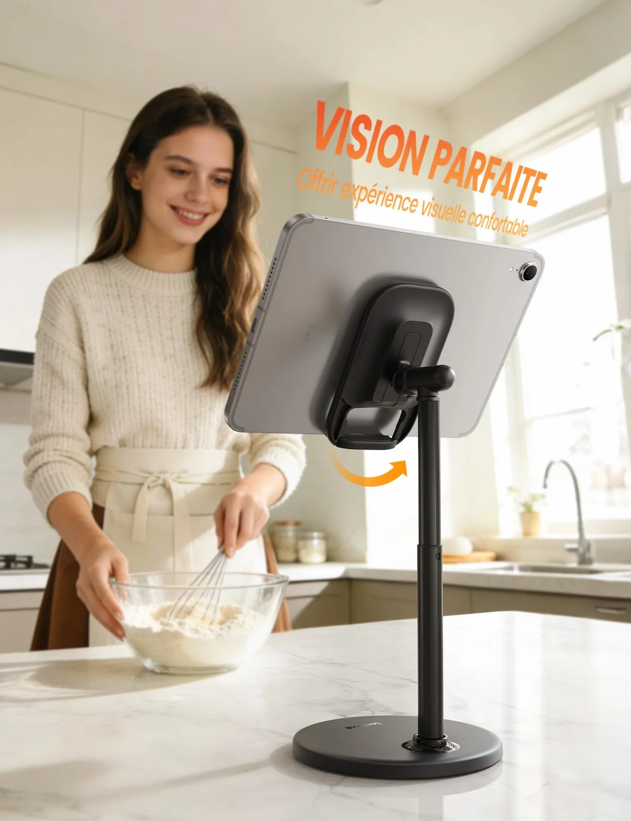 Lamicall Support Téléphone Bureau Réglable, Porte Téléphone avec Base Métallique Stable pour iPhone Android Smartphone Tablette