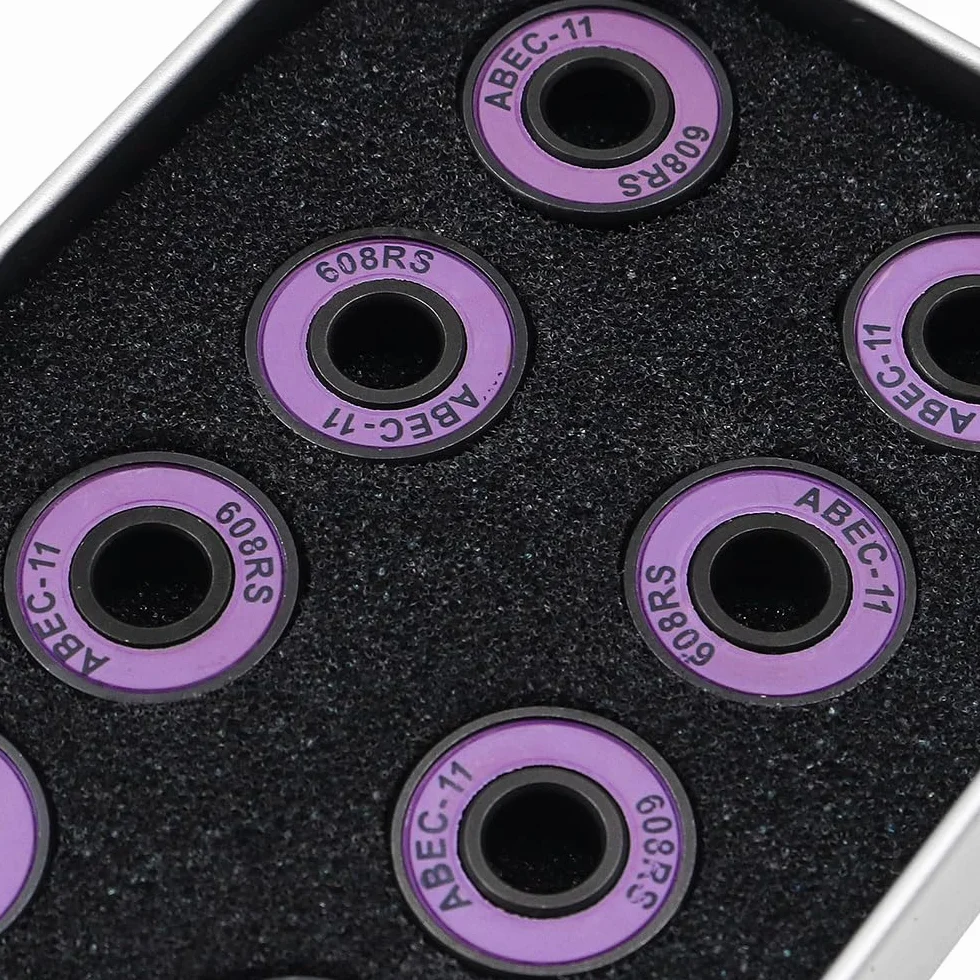 Roulements Skateboard 608 RS ABEC-11, Accessoires de Skateboard Haute Vitesse 8Pcs (Violet)