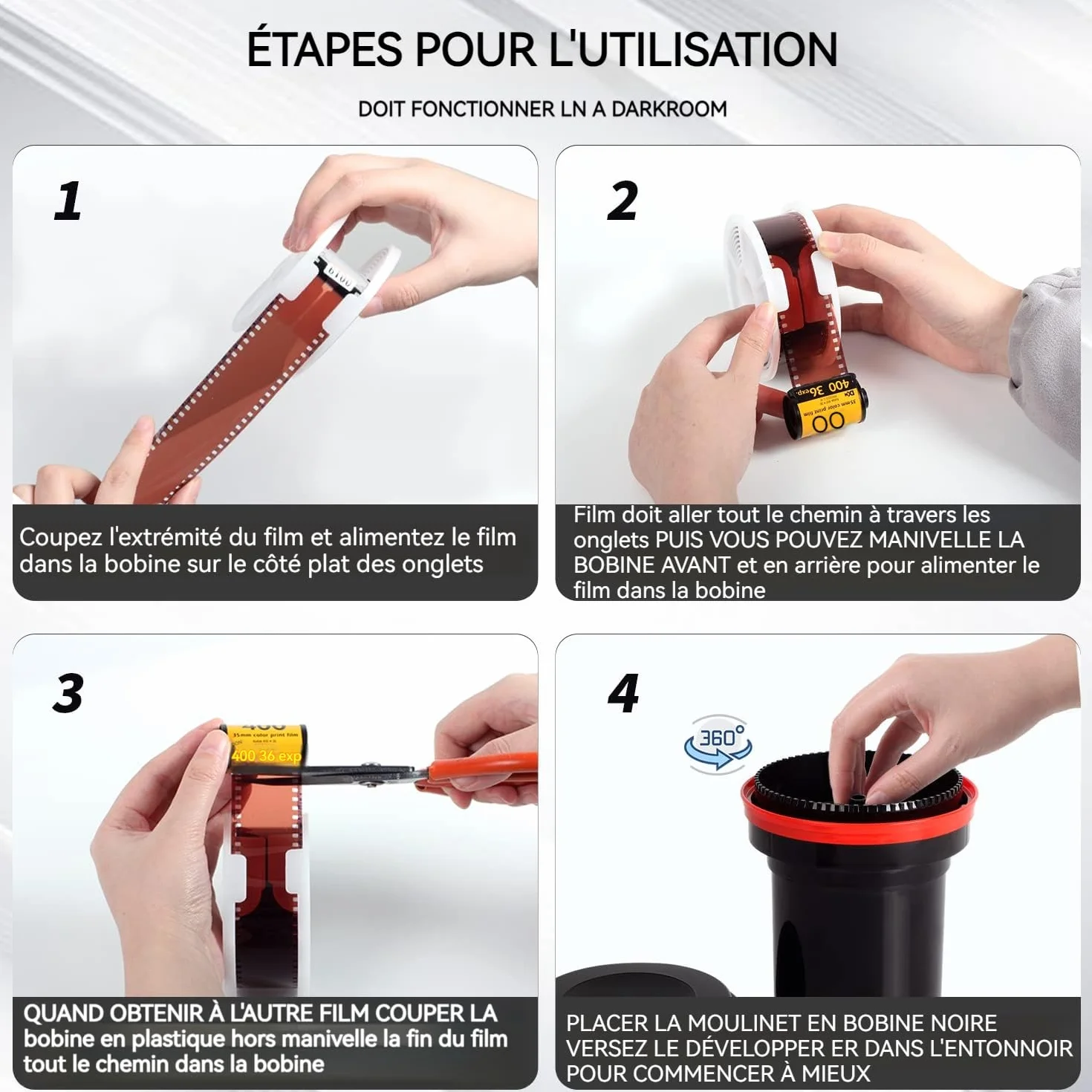 eTone Réservoir de développement de Film Universel 2 bobines pour Le Traitement de l'équipement de Traitement de Film de caméra de Film 120 135
