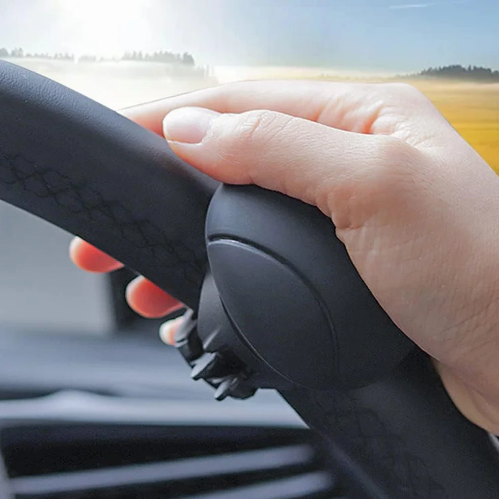 Pommeau de volant universel noir pour voitures tracteurs camions bateaux