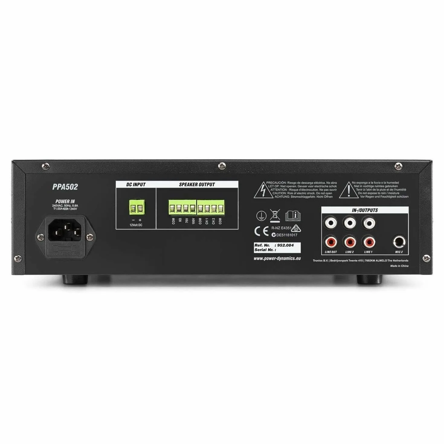 Power Dynamics PPA502 Amplificateur 2 Zones Bluetooth 100V 50W Lecteur MP3 USB Télécommande Entrée Ligne Prise 6,3mm