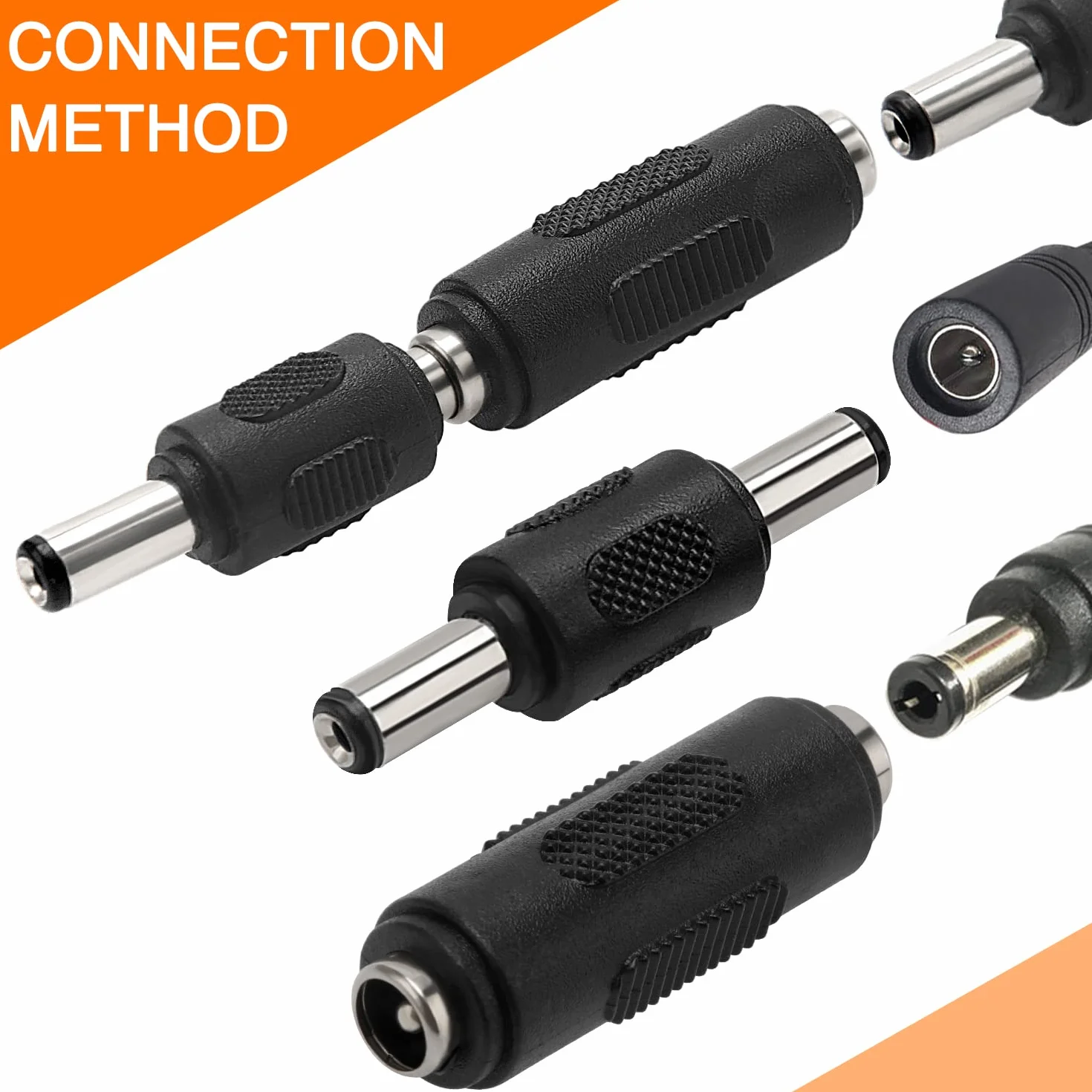 12 Pièces 5,5 x 2,1 mm DC Alimentation Coupleur, 2.1x5.5 mm DC Adaptateur de Prise Mâle à Mâle, DC Adaptateur de Jack Femelle à Femelle, 12V Connecteur de Prise CC pour Caméra CCTV LED