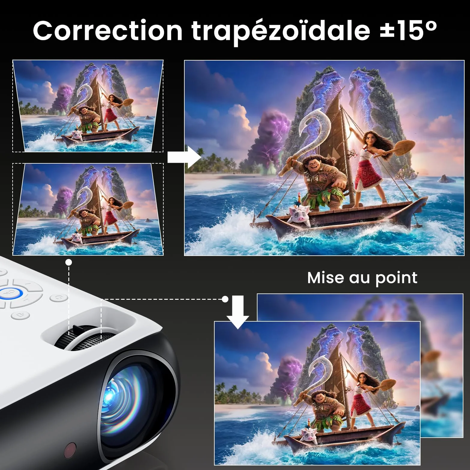 HOPVISION Videoprojecteur 4K Supporté 1080P Natif Full HD Bluetooth Home Cinéma Portable
