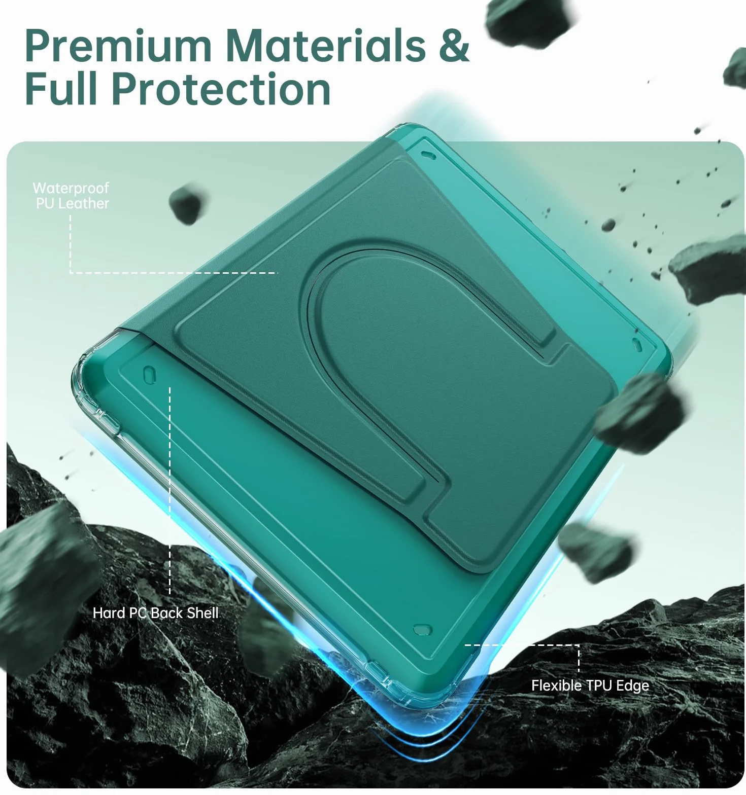 MoKo Coque Pivotante à 360° pour 7" Kindle Paperwhite 12e Gén 2024&Kindle Colorsoft 2024/2025, Étui Protection à Dos Clair Magnétique Détachable avec Support Réglable et Auto Réveil/Sommeil, Vert Jade