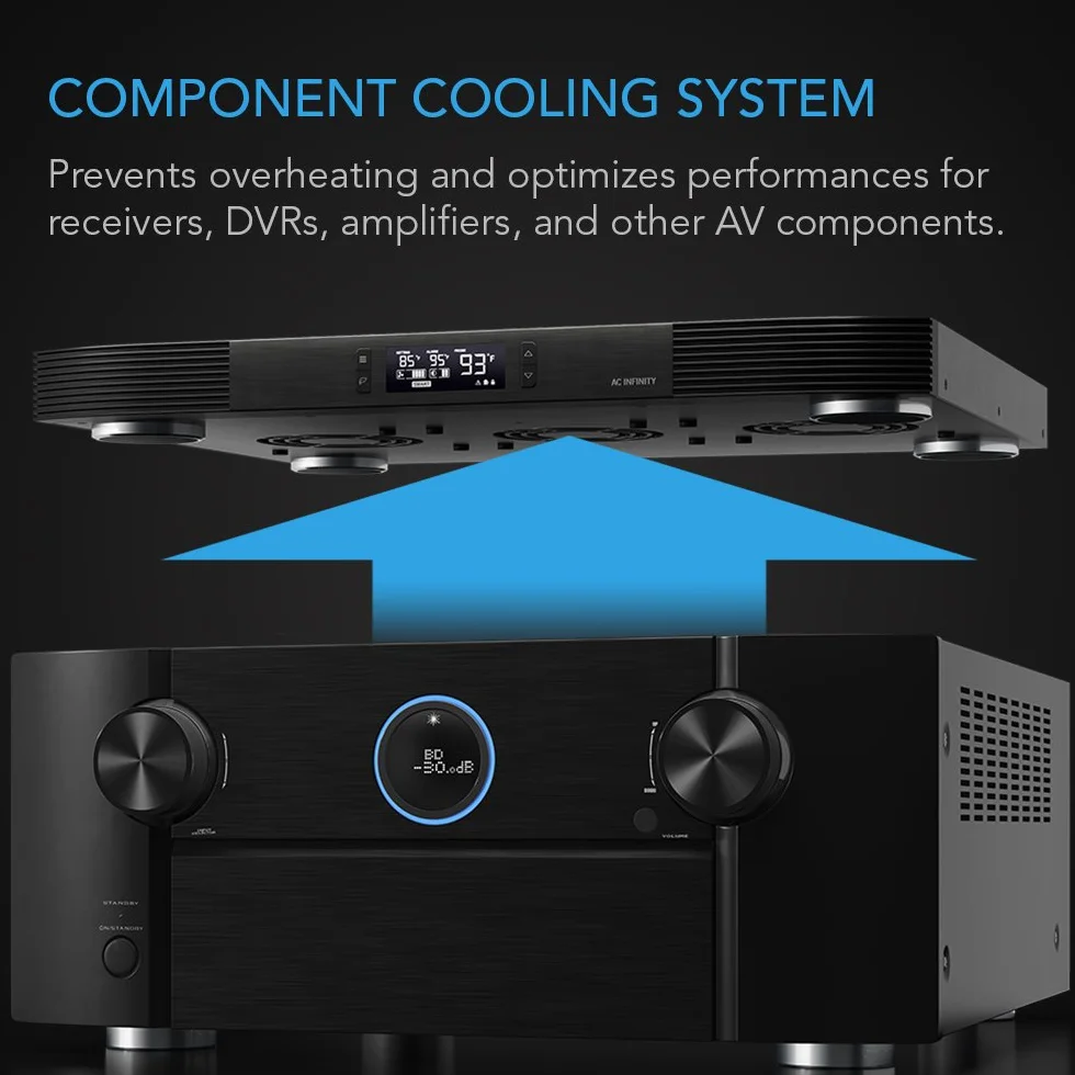 AC Infinity Aircom T8 Quiet Cooling Blower Fan for Receiver Amp DVR AV Cabinet