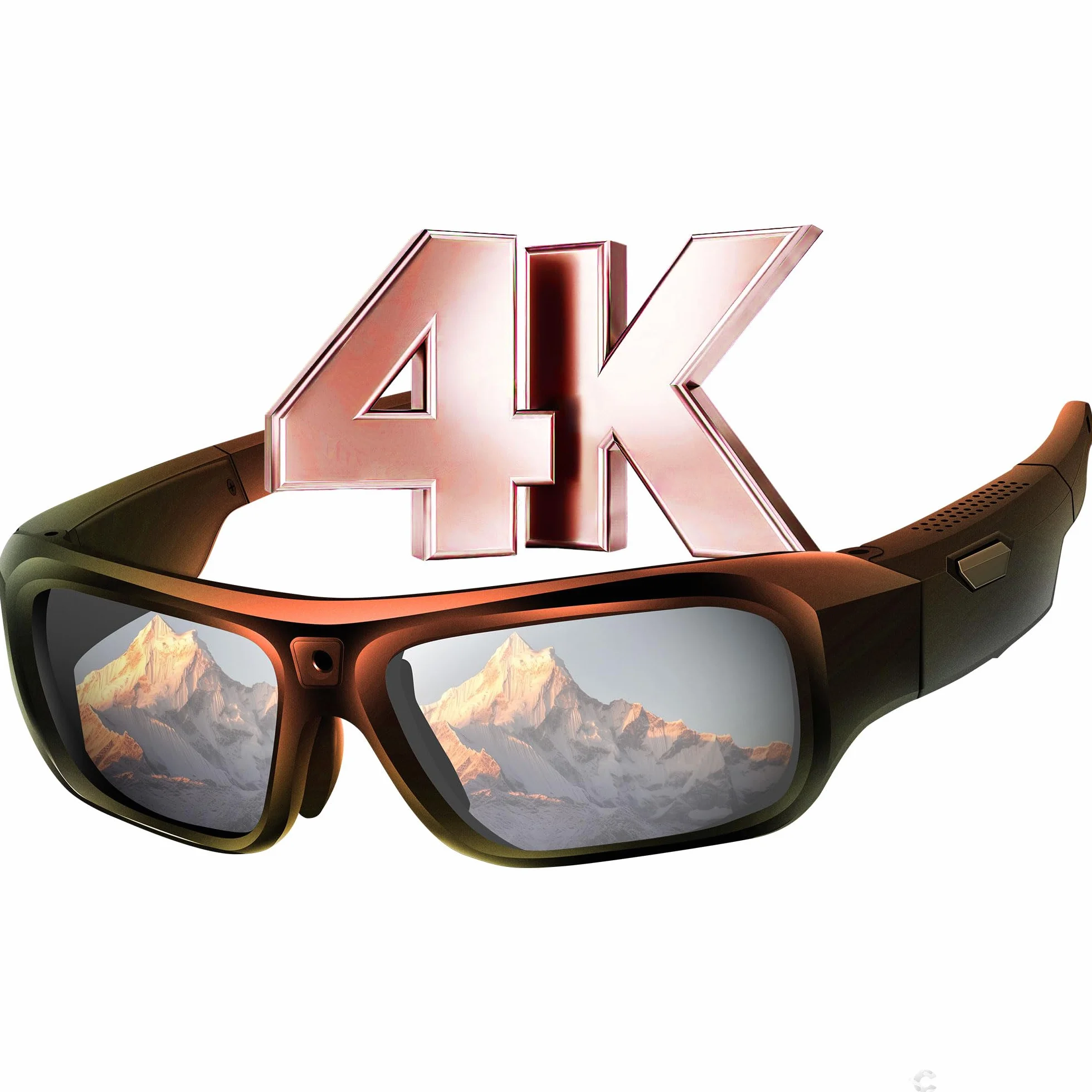 Lunettes avec Caméra 4K, Innovantes High-Tech Lunettes Camera de Sport pour l'extérieur, Lunettes de Soleil Vidéo avec Protection UV400, Support Photo/Vidéo, Opération à une Touche