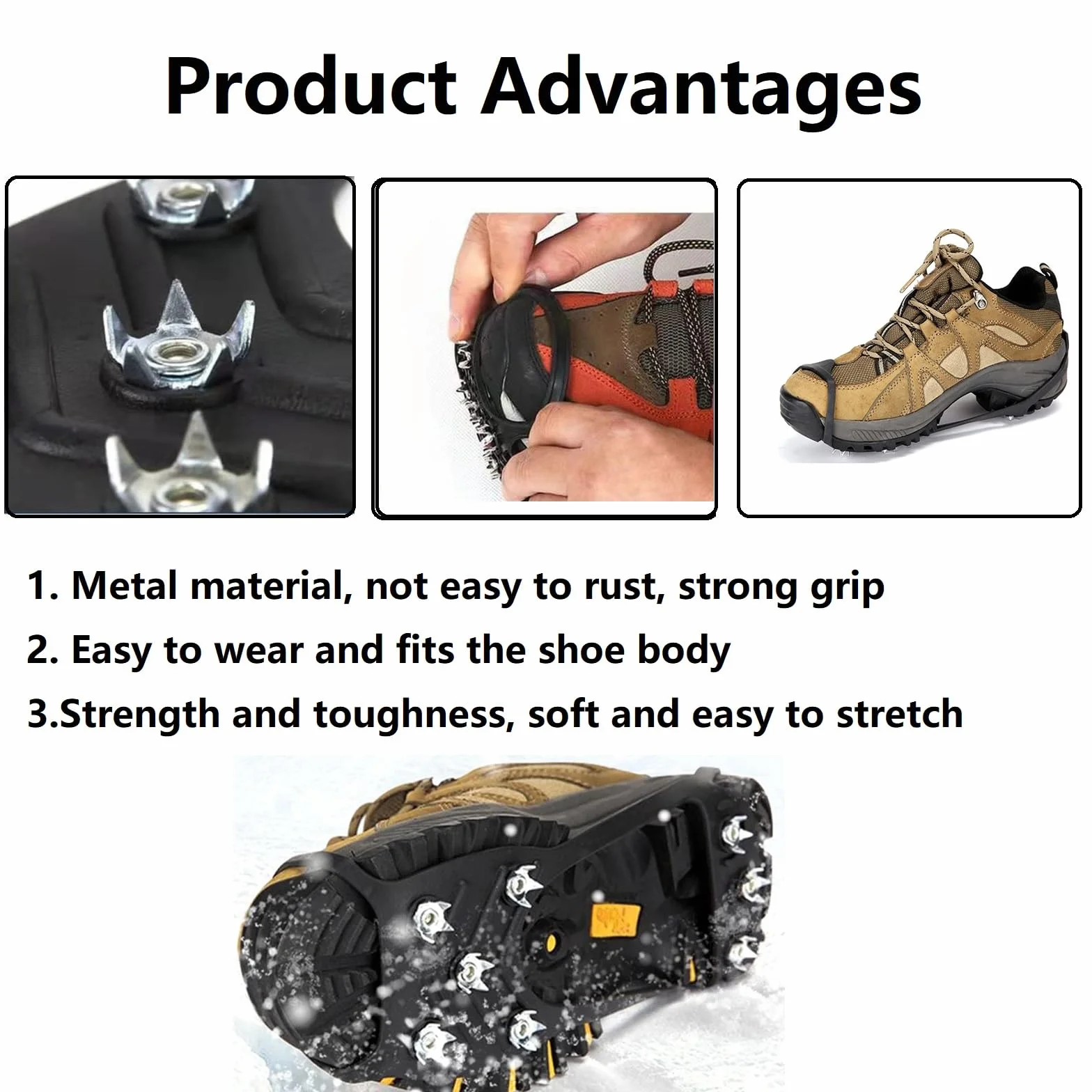 Crampons Antidérapants pour Randonnée, Escalade, Marche - 8 Dents