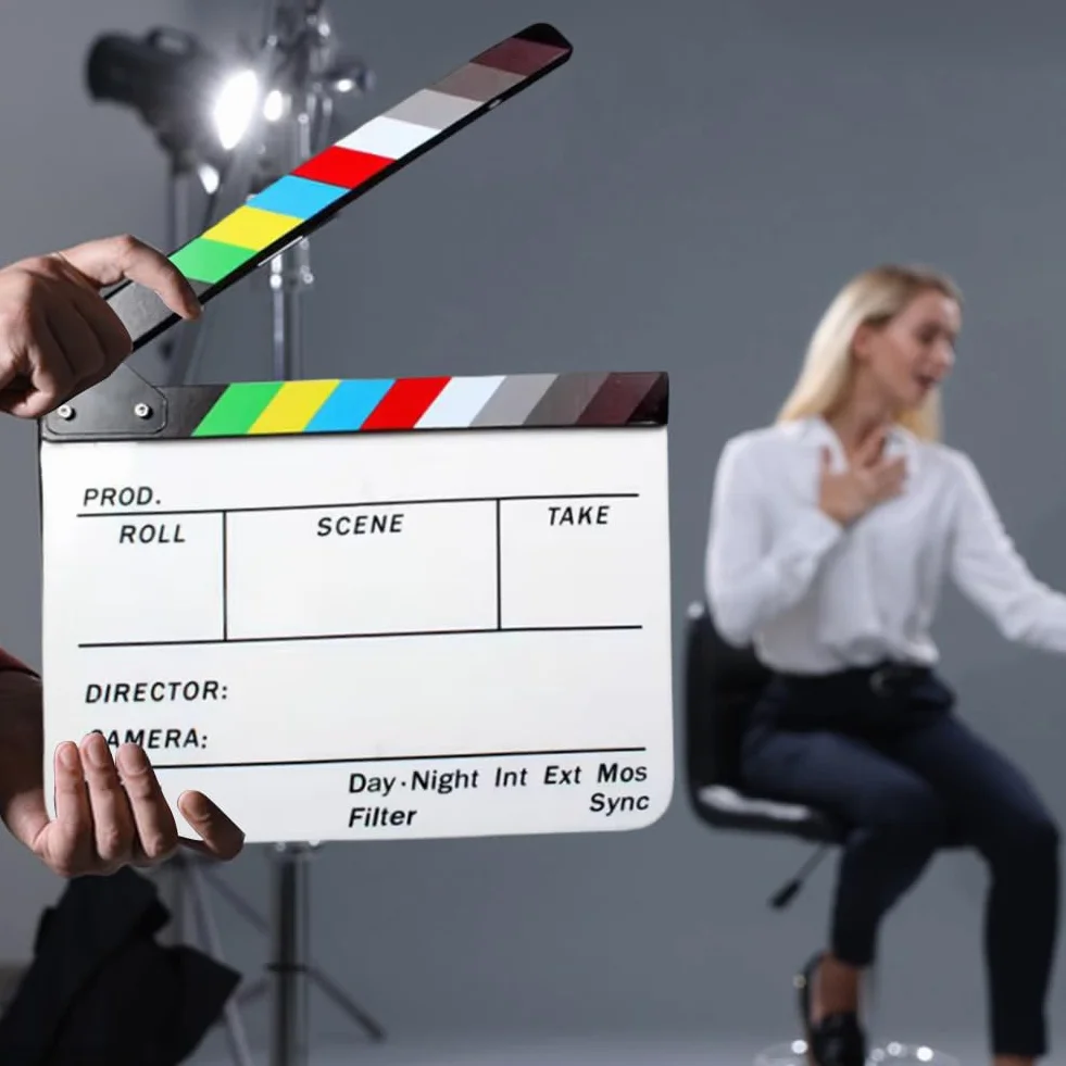 Clap de Cinema, Acrylique Film Clapper, Clap Cinéma, Movie Clapper, Réalisateur Scène Clap, Scènes d'action Cut Clapper Ardoise, TV Movie Action Board Film Cut Prop, pour Tournage Film, Studio Live