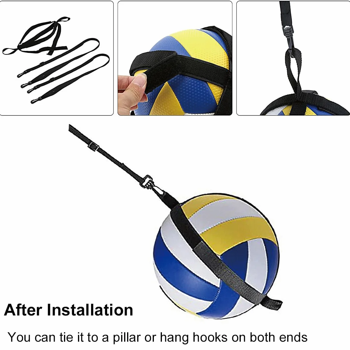 Kiuiom Appareil d'entraînement de volley-ball avec cordons élastiques réglables, Ceinture de résistance noire