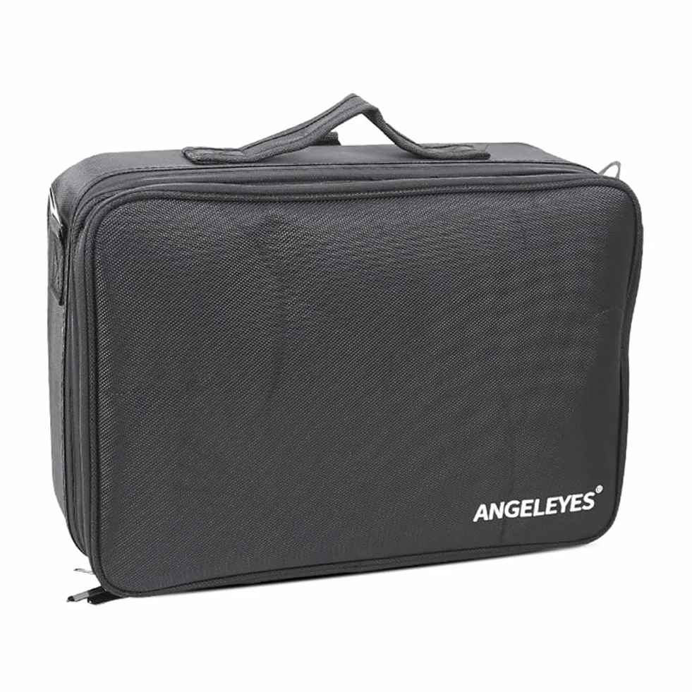 Zoegneer Sac de rangement pour accessoires de télescope astronomique avec séparateurs amovibles en tissu Oxford pour camping, randonnée, astronomie, photographie, oculaire, noir, S ou L (taille L)