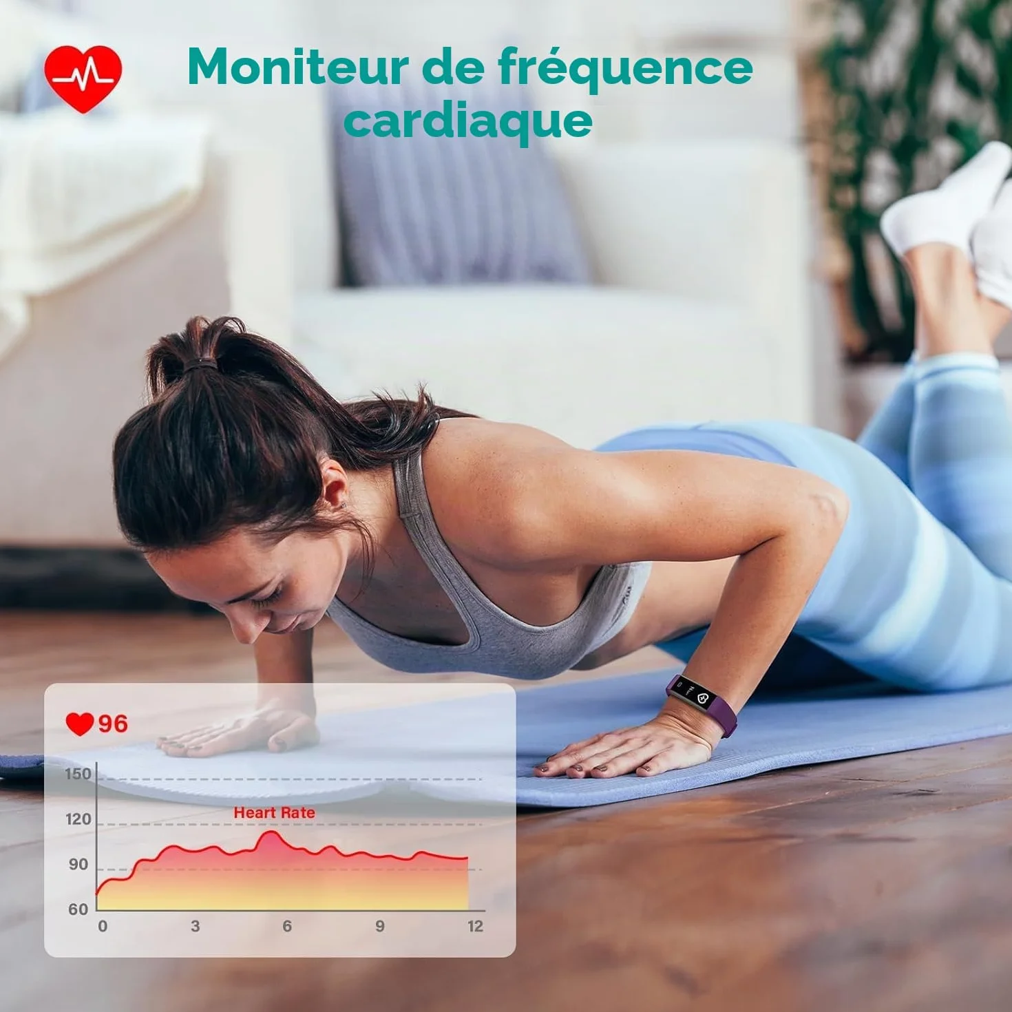 Montre Connectée Femme Homme IP68 Etanche Smartwatch Fitness Tracker Podomètre Fréquence Cardiaque SpO2