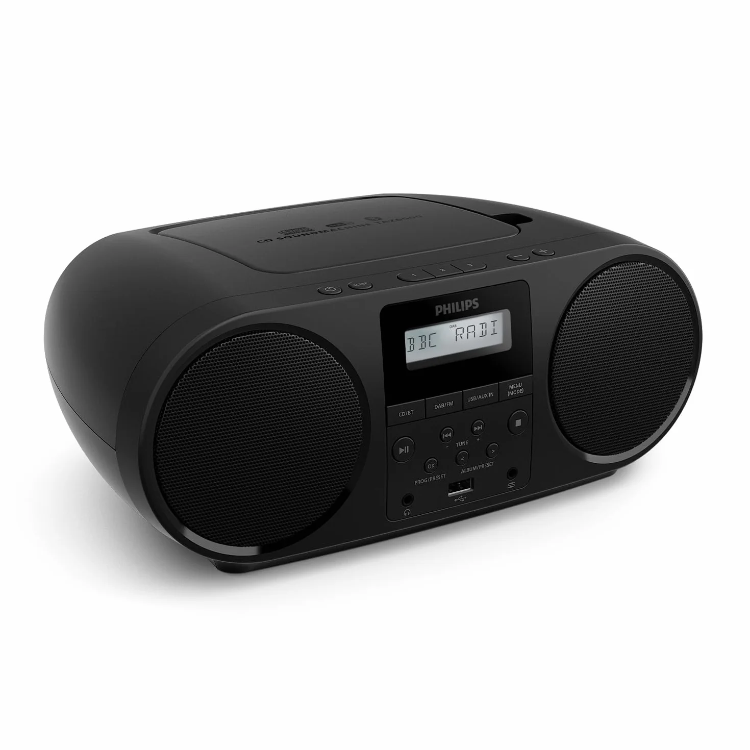 Philips TAZ6000 Lecteur CD/Radio FM Tout-en-Un DAB+ Bluetooth 5.4 USB Batterie CA Amplification Dynamique des Basses