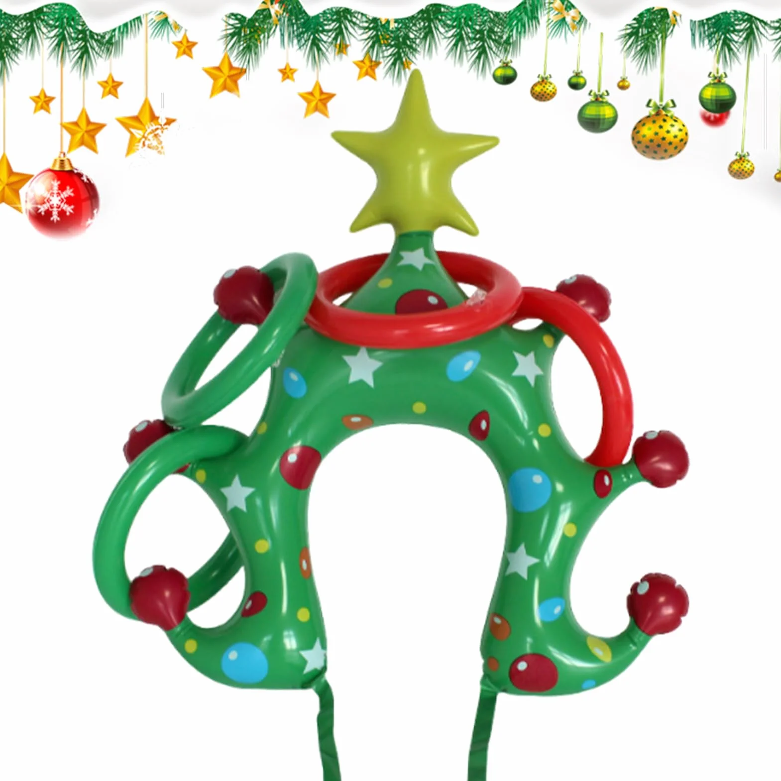Jeu De Lancer D'anneaux De Noël Gonflable | Jeu de Chapeaux pour Arbre Festif