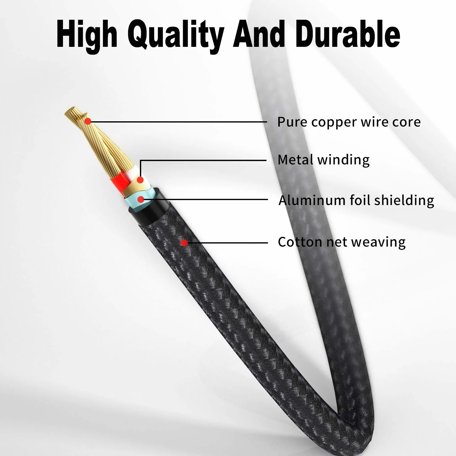 Câble 3,5 mm vers RCA – Adaptateur audio auxiliaire 2 en 1 avec répartiteur Y en nylon tressé – Compatible avec iPhone, smartphones, lecteurs MP3, tablettes, haut-parleurs, home cinéma