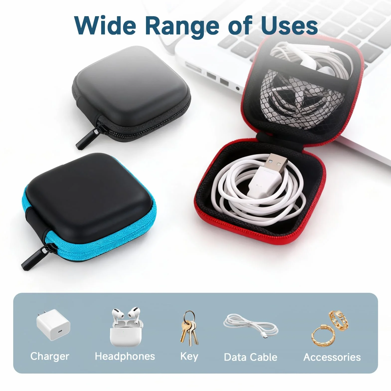 Étui de Rangement pour Casque, Protection Portable avec Fermeture à Glissière, 3 Pièces