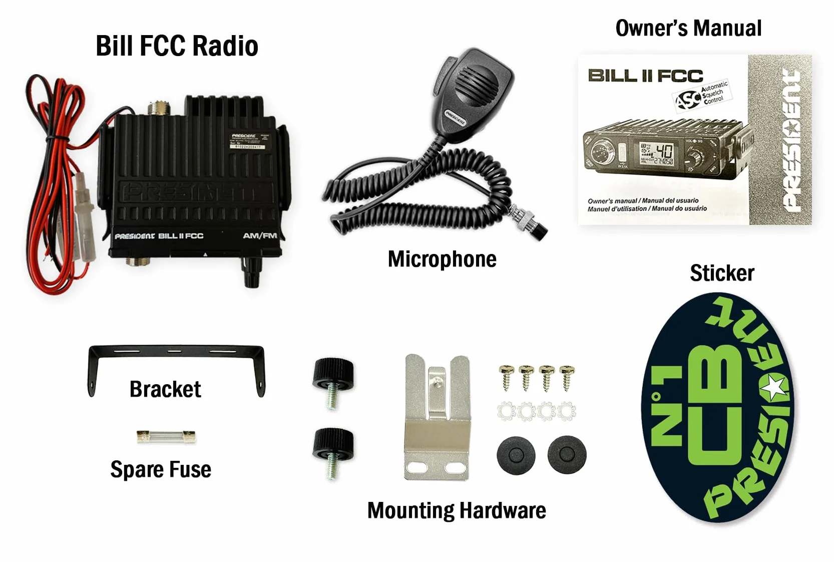 President Electronics Bill II FCC Radio CB AM/FM ultra-compacte