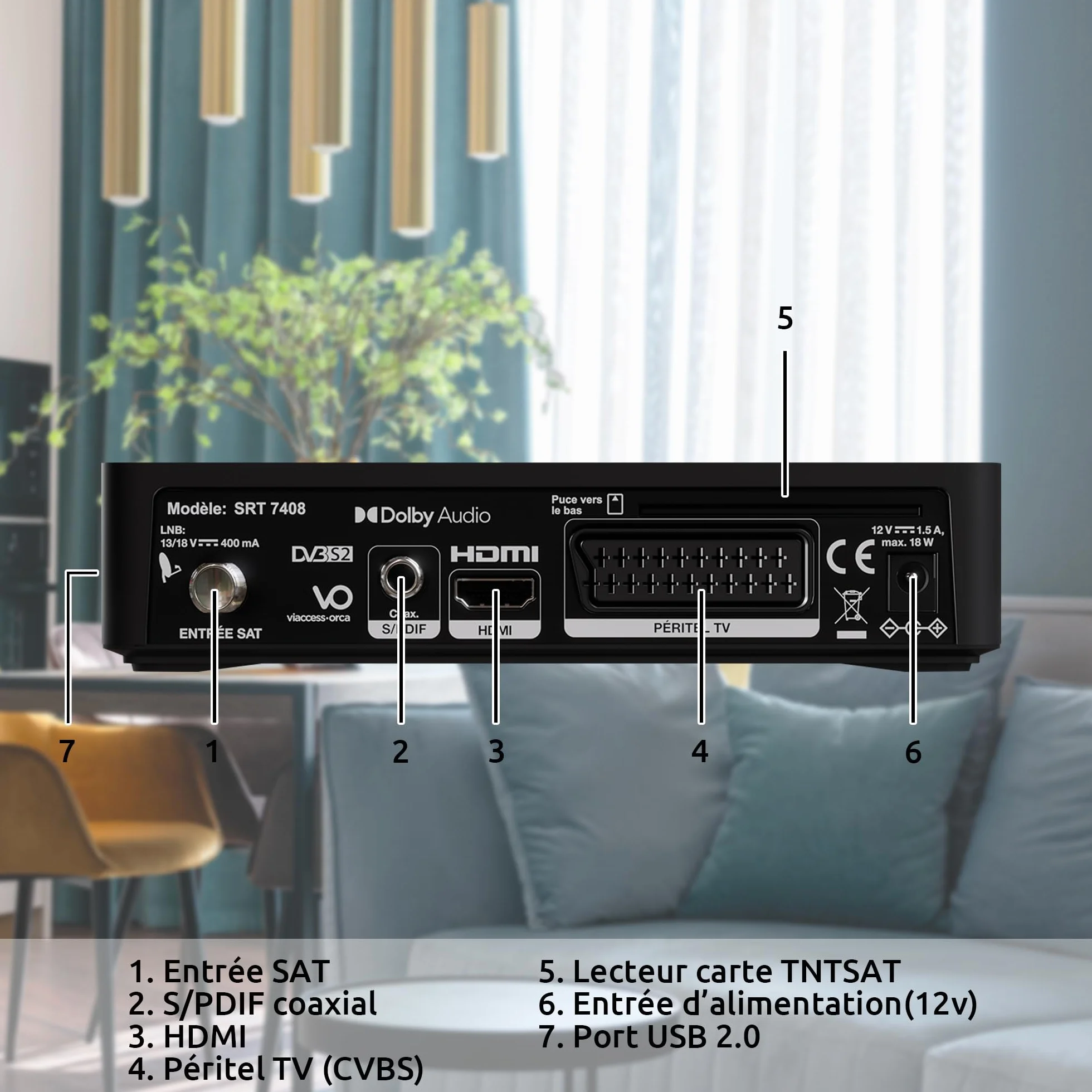 STRONG SRT7408 Décodeur TNT Satellite HD avec Carte TNTSAT Noir
