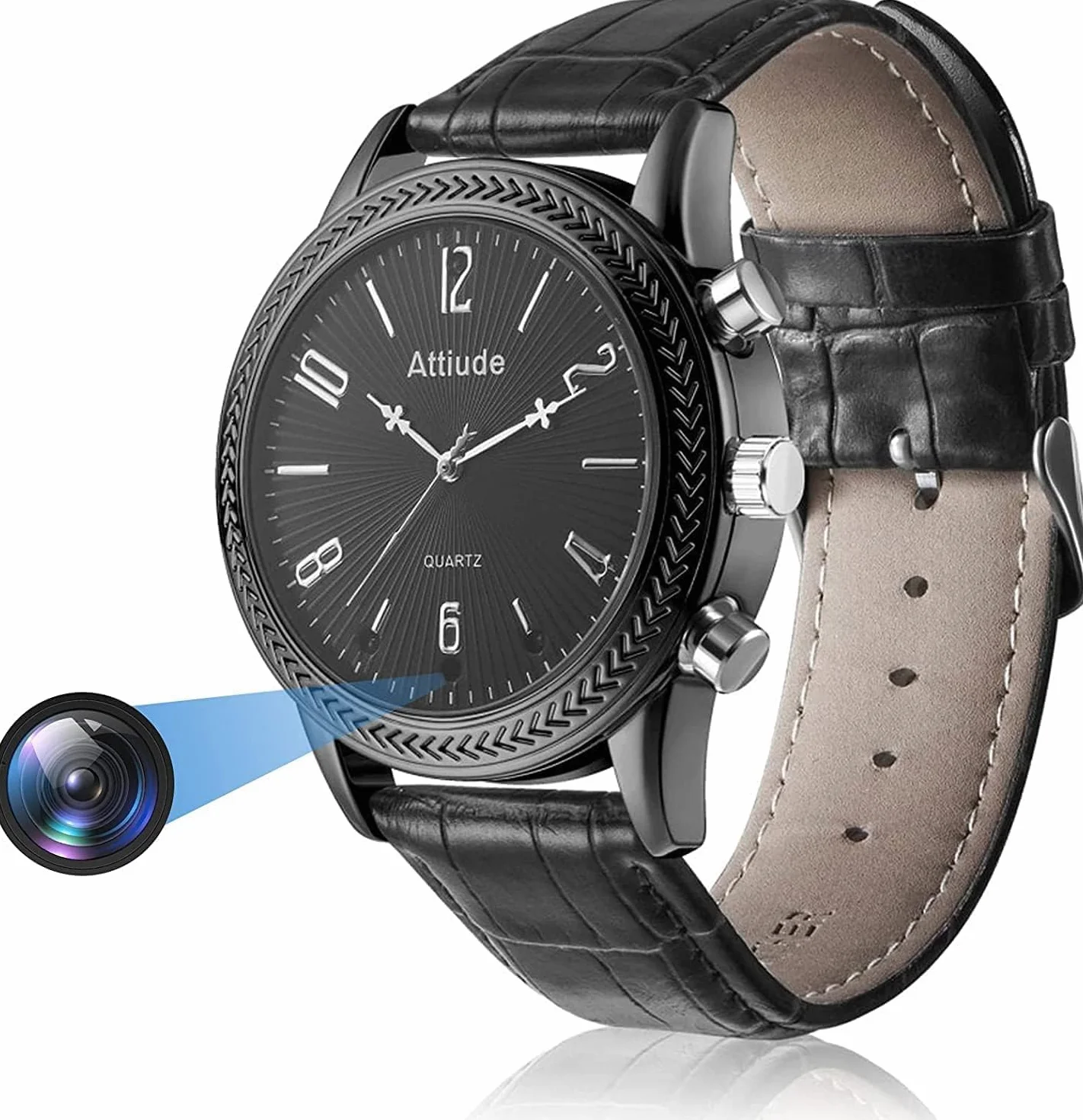 Menborn Appareil Photo Compact avec détecteur de Mouvement Infrarouge 32 Go, Bracelet en Cuir