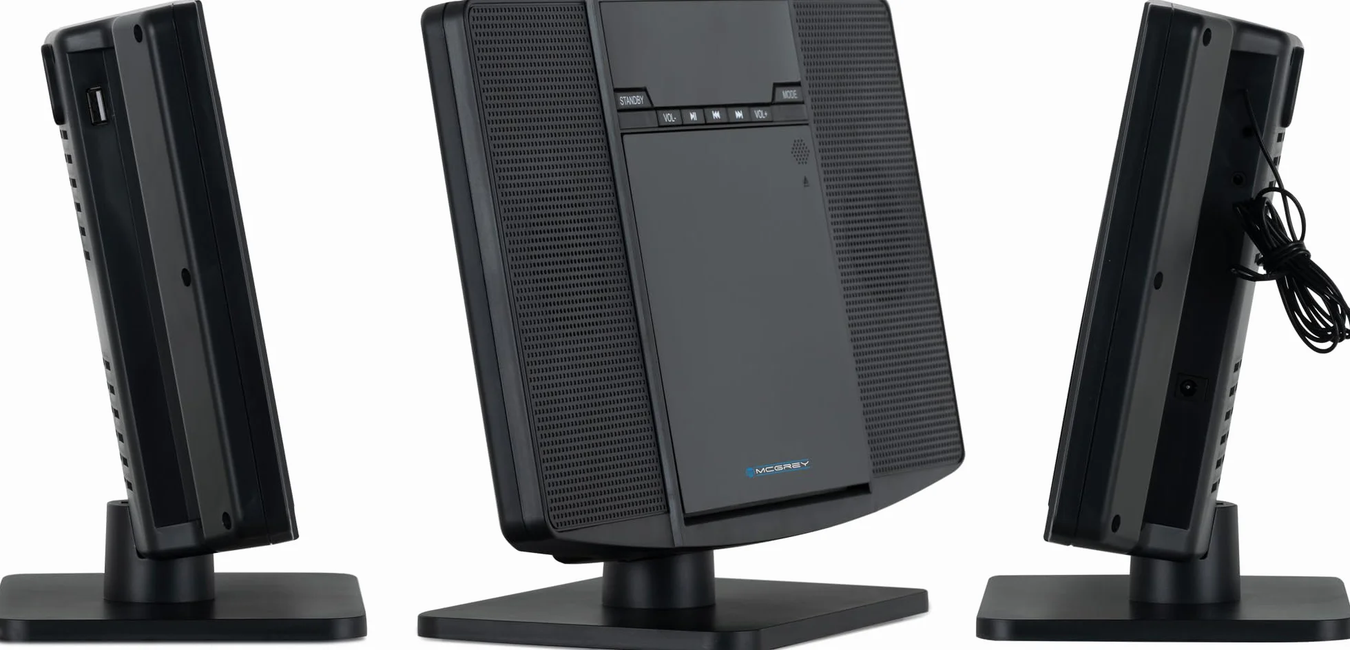 McGrey MCD-60 Système Stéréo Vertical - Hi?FI Compact Gain de Place avec Lecteur CD/MP3, Emplacement USB, Streaming Bluetooth & Radio FM/AM - Entrée AUX, Télécommande, 2X 3 Watt RMS - Noir