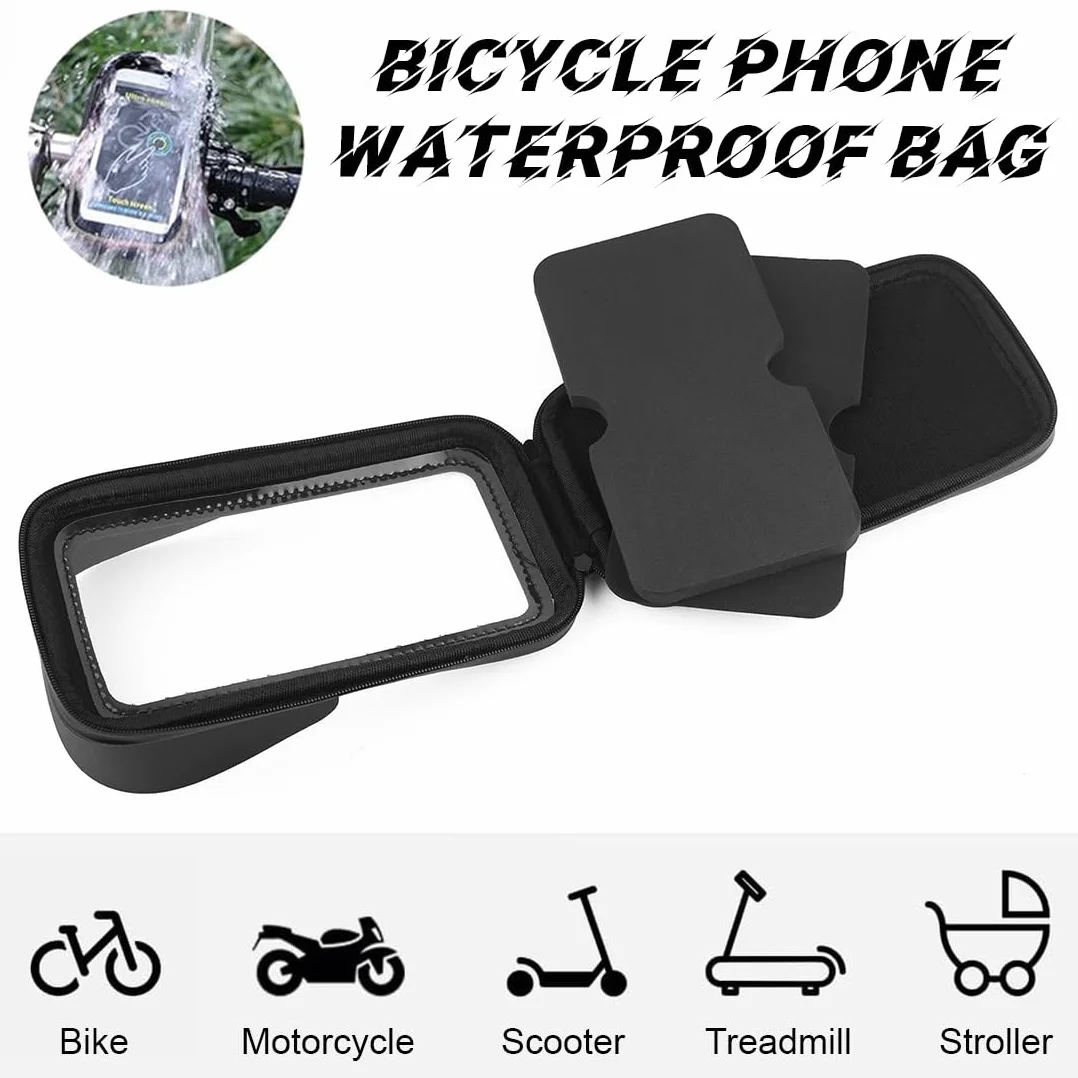 Support Téléphone Velo Etanche, Support Telephone Moto, 360° Rotation IPX6, Compatible avec VTT et Moto, Porte Téléphone Velo avec Coque Arrière Transparente, Port de Charge, pour 6.5 Pouces