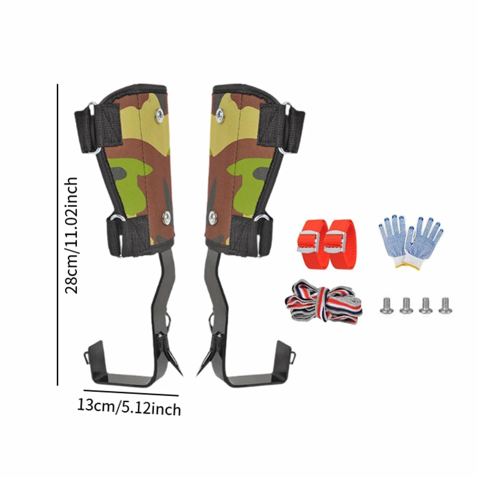 Pointes d'escalade d'arbre Crampons d'Arboriste Griffes d'Élagage en Acier Robuste avec Sangles Réglables