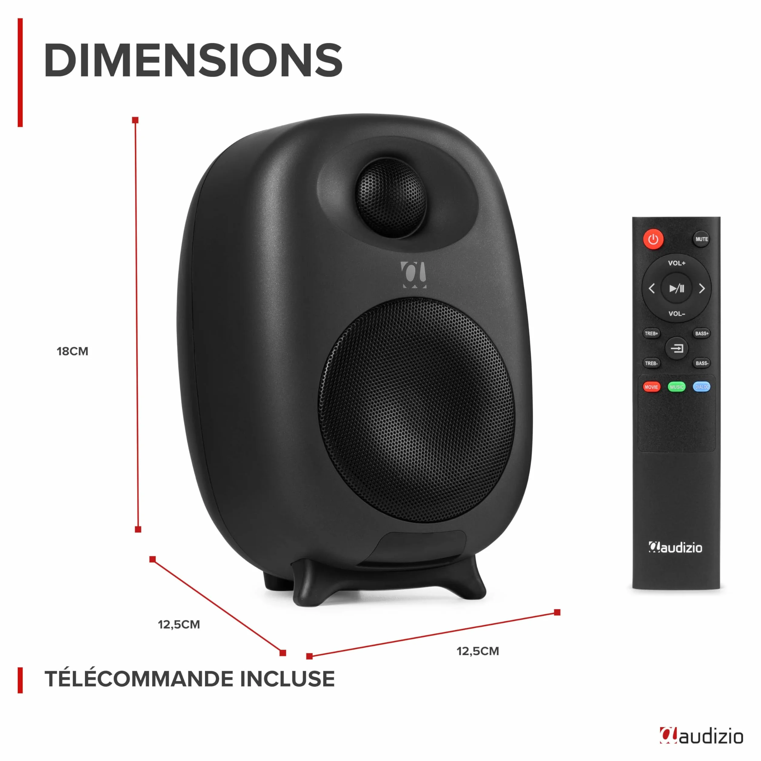 Audizio RS60 Enceintes HiFi Bibliothèque 120 W Noir Actives/Passives BT sans Fil RCA AUX