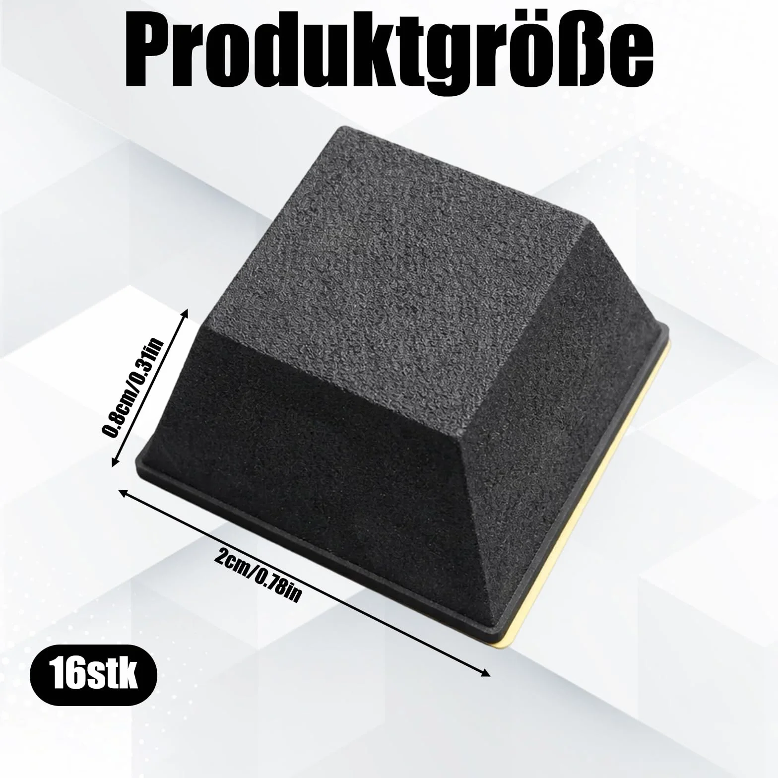 Lot de 16 pieds en caoutchouc autocollants - 20 x 20 mm - Amortisseur de vibrations et pieds antidérapants (noir)