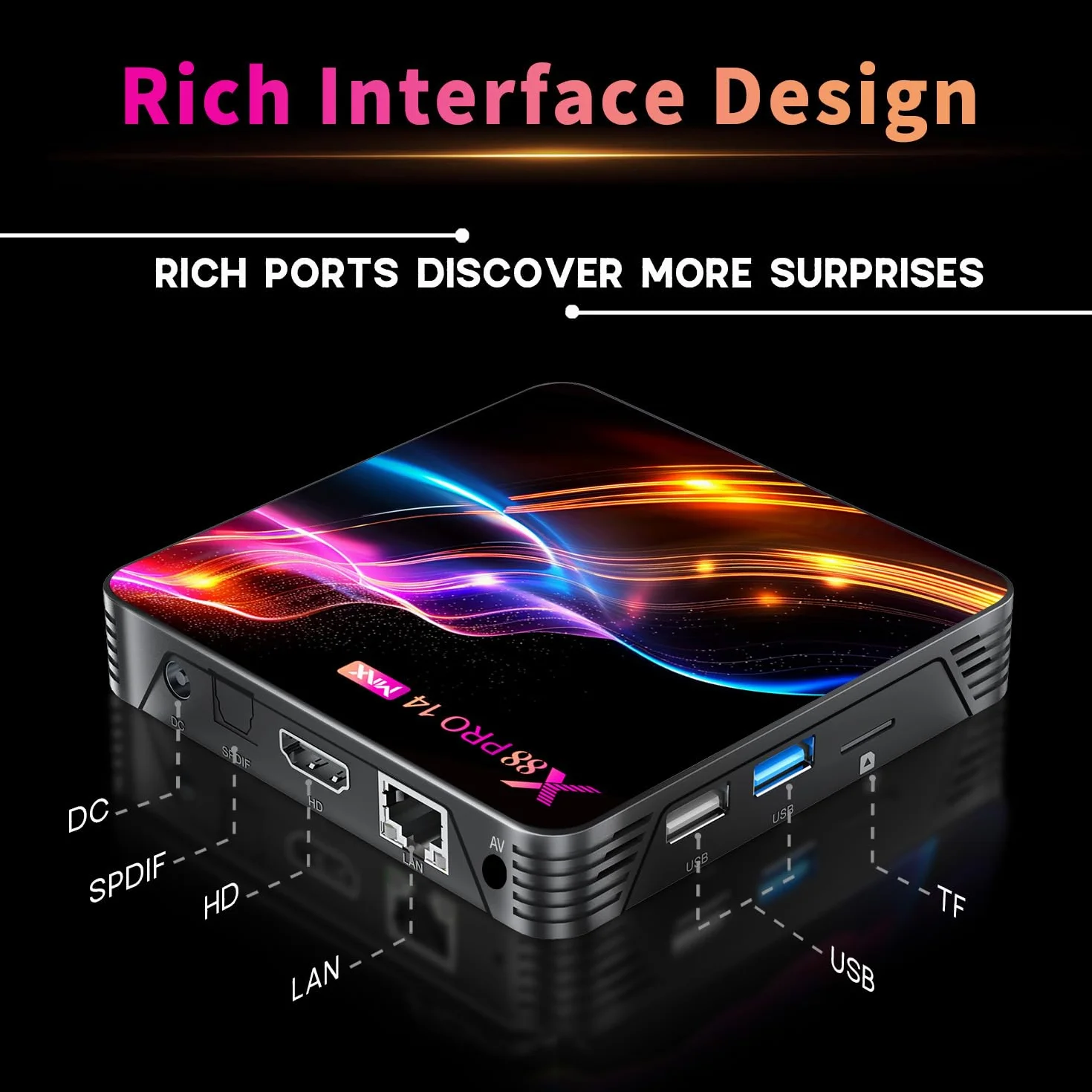 Boîte TV Android 14.0, Boîte Android, 4 Go de RAM, 128 Go de ROM, RK3528 Quad-Core 64 bits Cortex-A53, Boîte TV 2026 Support 4K 2,4G/5G Double bande WiFi Ethernet 10/100M USB 3.0/2.0 Boîte Smart