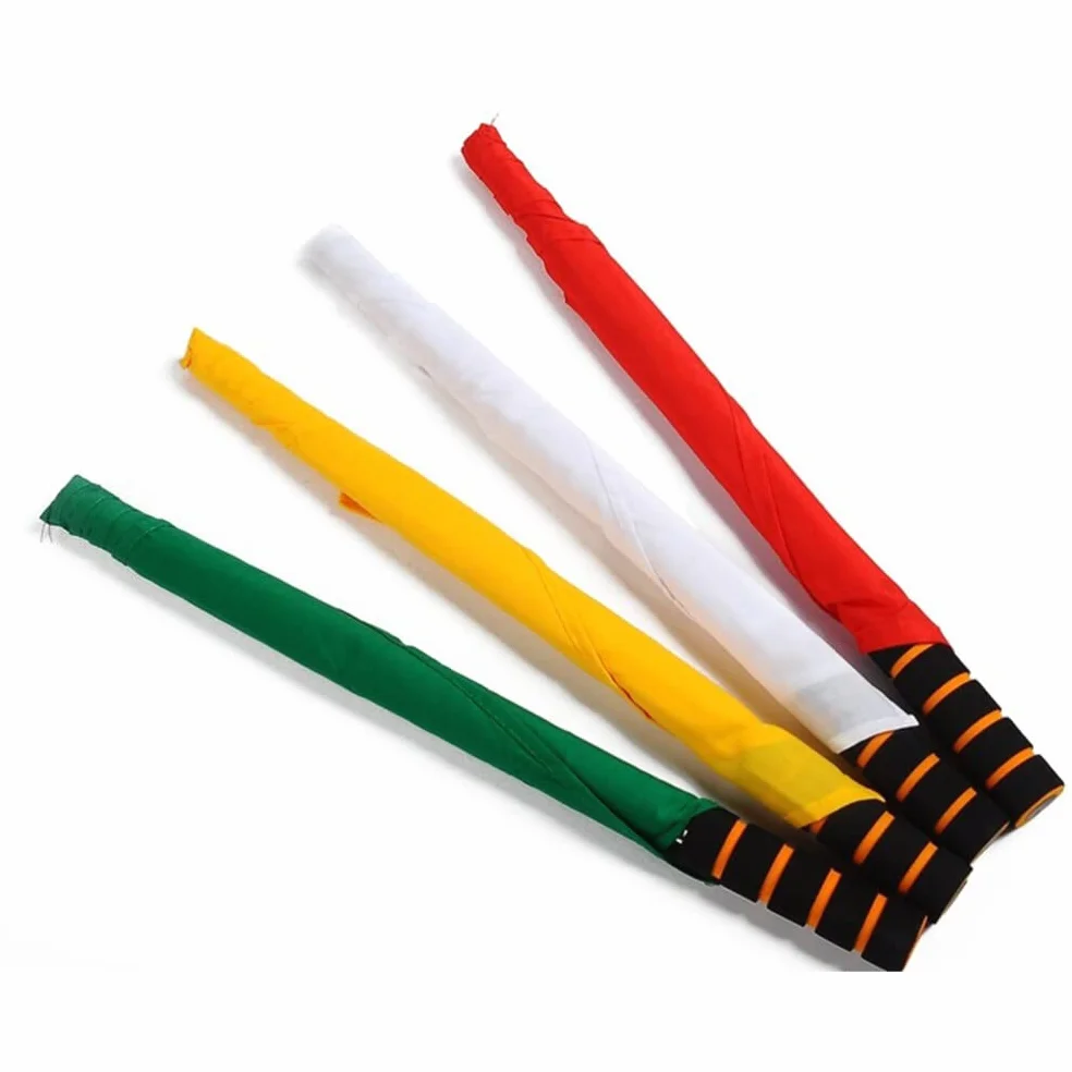 PRETYZOOM Drapeaux D'Arbitre Sportif 4Pcs Drapeau À Main Blanc Avec Poteau En Acier Inoxydable Pour Football Volley-Ball