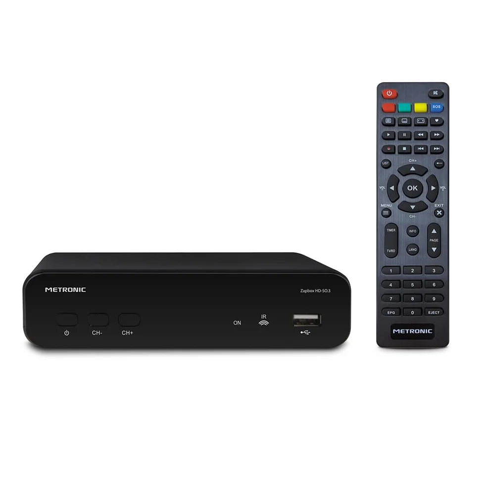 Metronic 441655 Décodeur TNT Full HD Zapbox HD-So.4 avec Port USB - Récépteur Enregistreur Chaines Gratuites - Port USB, HDMI, Ethernet, Péritel- Télécommande - Noir