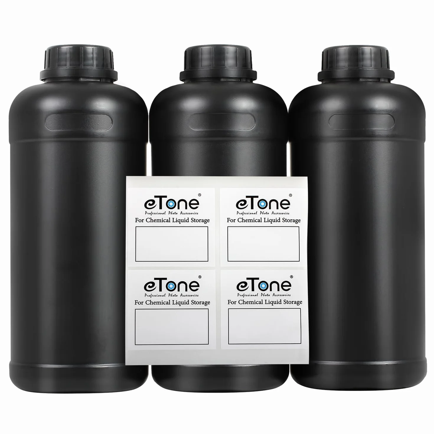 Lot de 3 pièces de 1L (1000ml) pour Chambre Noire. Bouteilles de Stockage en Plastique pour chimies de Film Photographique (3X 1L Bouteilles Noires)