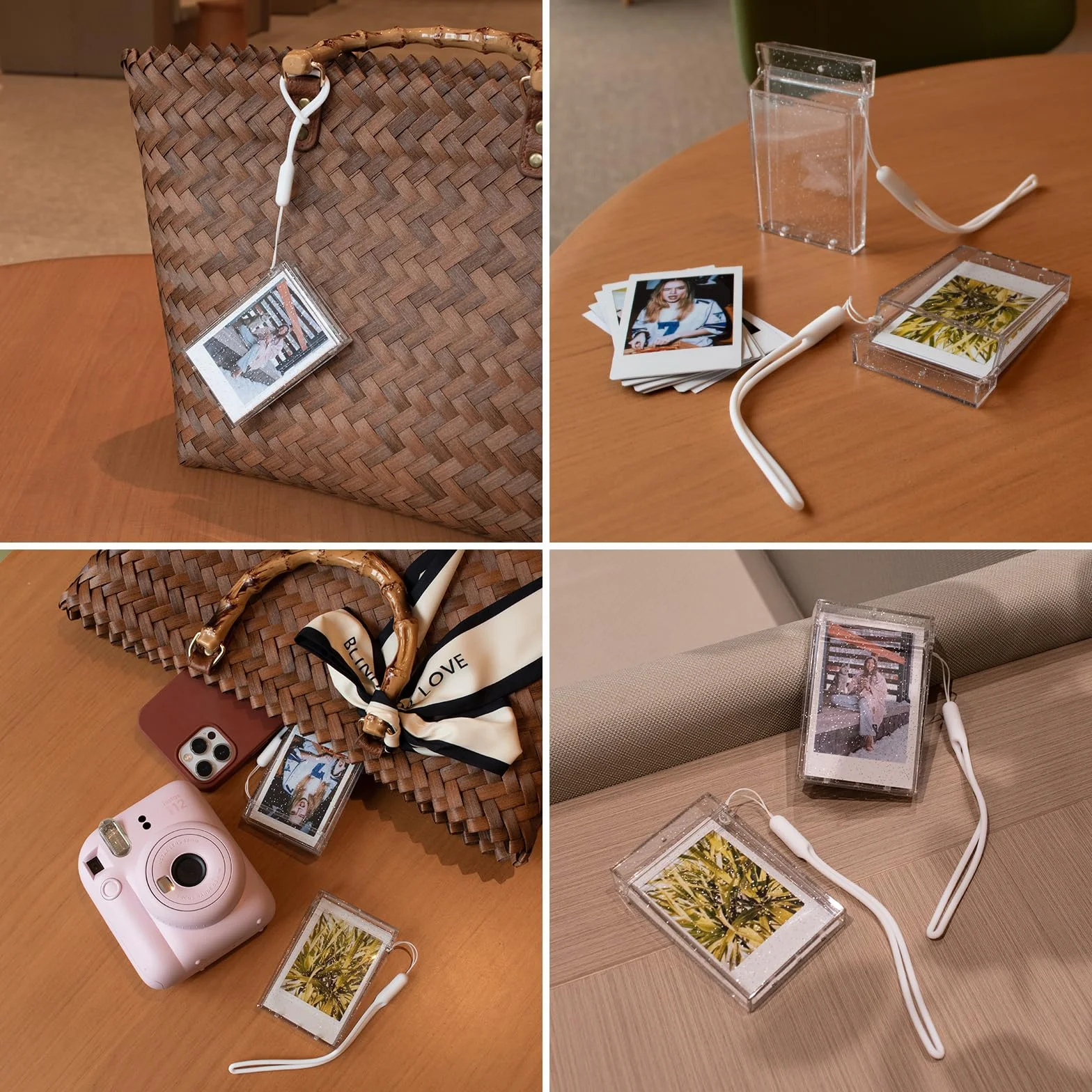 Lot de 2 Boîtes de Rangement pour Photos de 2x3, Étui pour Photos Instax, Mini Support Photo pour Film Instantané Fujifilm Instax Mini 13 12 11 9 8 7 99 70 40 90 Evo - Paillettes