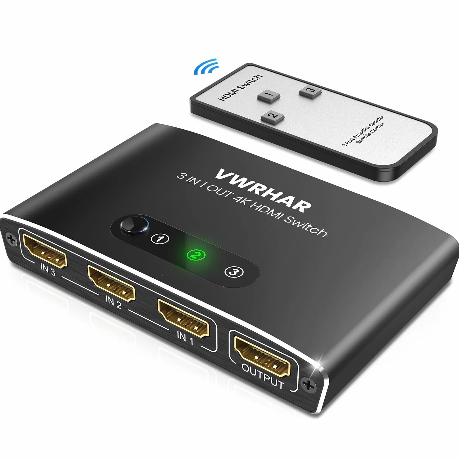 Multiprise HDMI Aluminium 3 Entrées 1 Sortie Splitter 4K 3D 1080P HDR Compatible PS5 PS4 Xbox