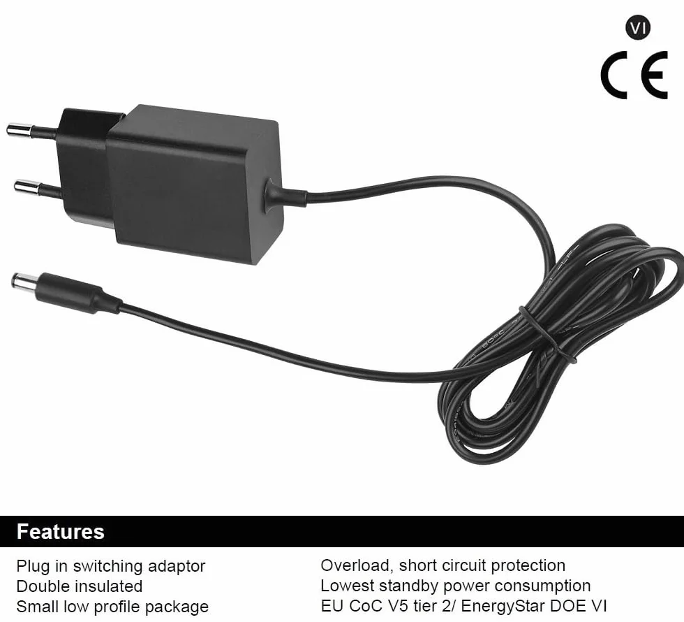 HN-Power 5V / 2A Bloc d'alimentation Compatible pour Yealink, Snom, Fanvil, Grandstream et d'autres téléphones IP - Adaptateurs étroits et économie d'énergie