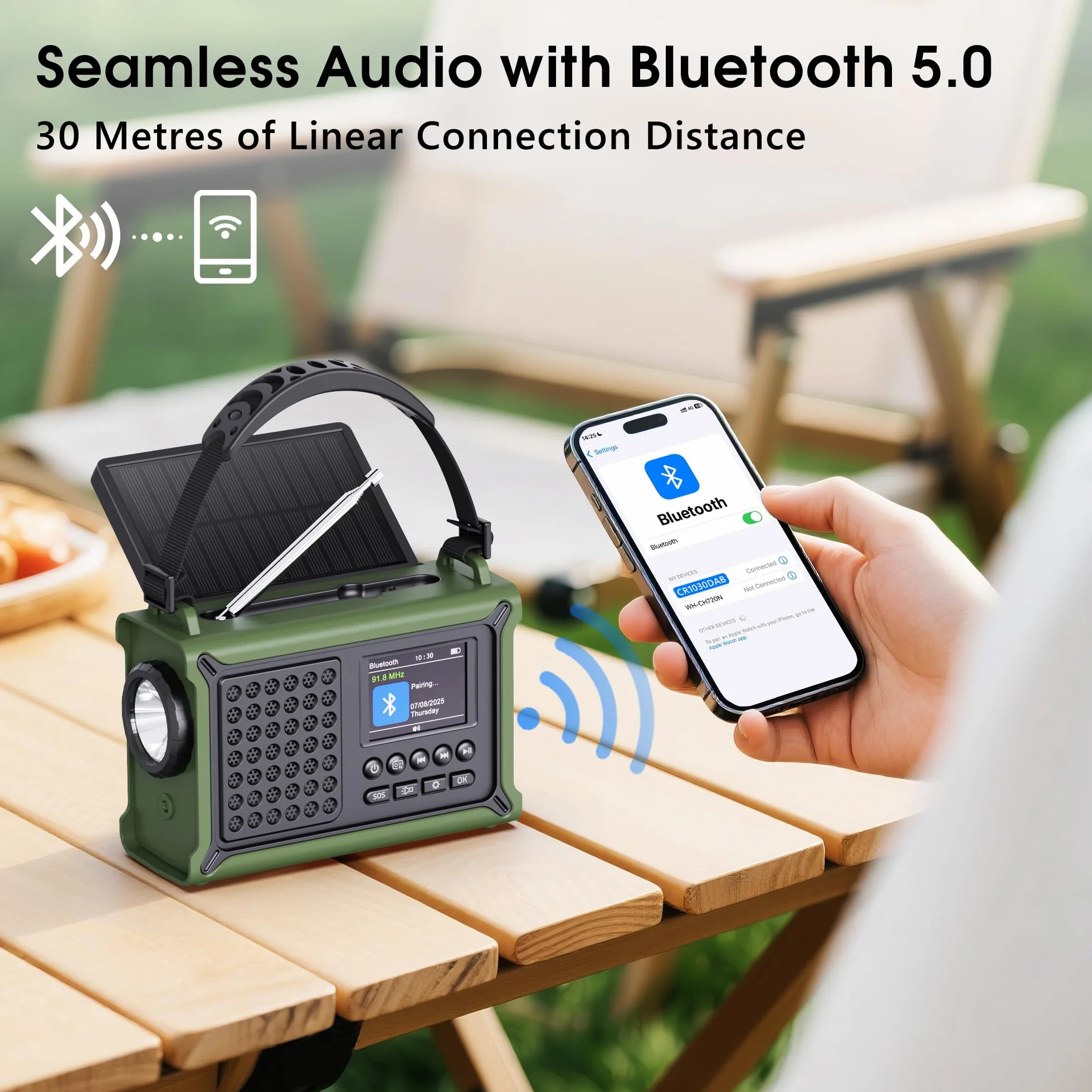 Radio Portable Dab/Dab+& FM, Radio Numérique avec Bluetooth 5.0, Écran Couleur 2,4", 12000mAh Power Bank pour Le Chargement d’Urgence du Téléphone Intelligent, 80 Stations Préréglées, Double Alarme