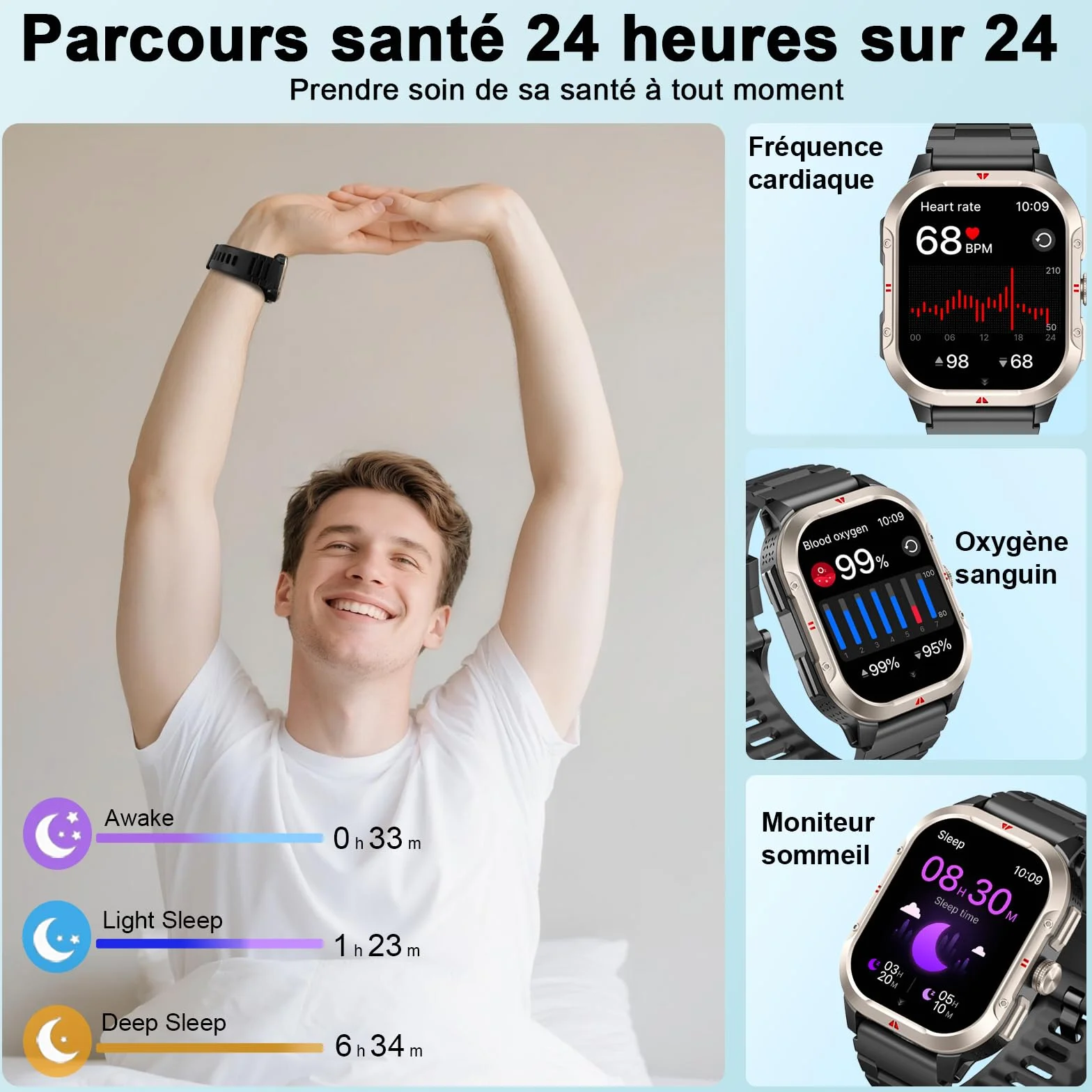 Smartwatch Homme Femme avec GPS Intégré, Appel Bluetooth, 110+ Sportifs, IP68, 2.06" HD pour Android iOS
