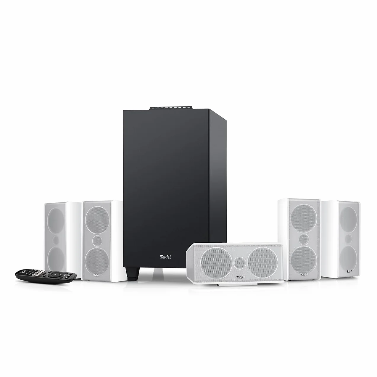 Teufel CONSONO 35 Système Home Cinéma Surround 5.1 avec Bluetooth, Dolby Audio, HDMI Arc CEC (Blanc)