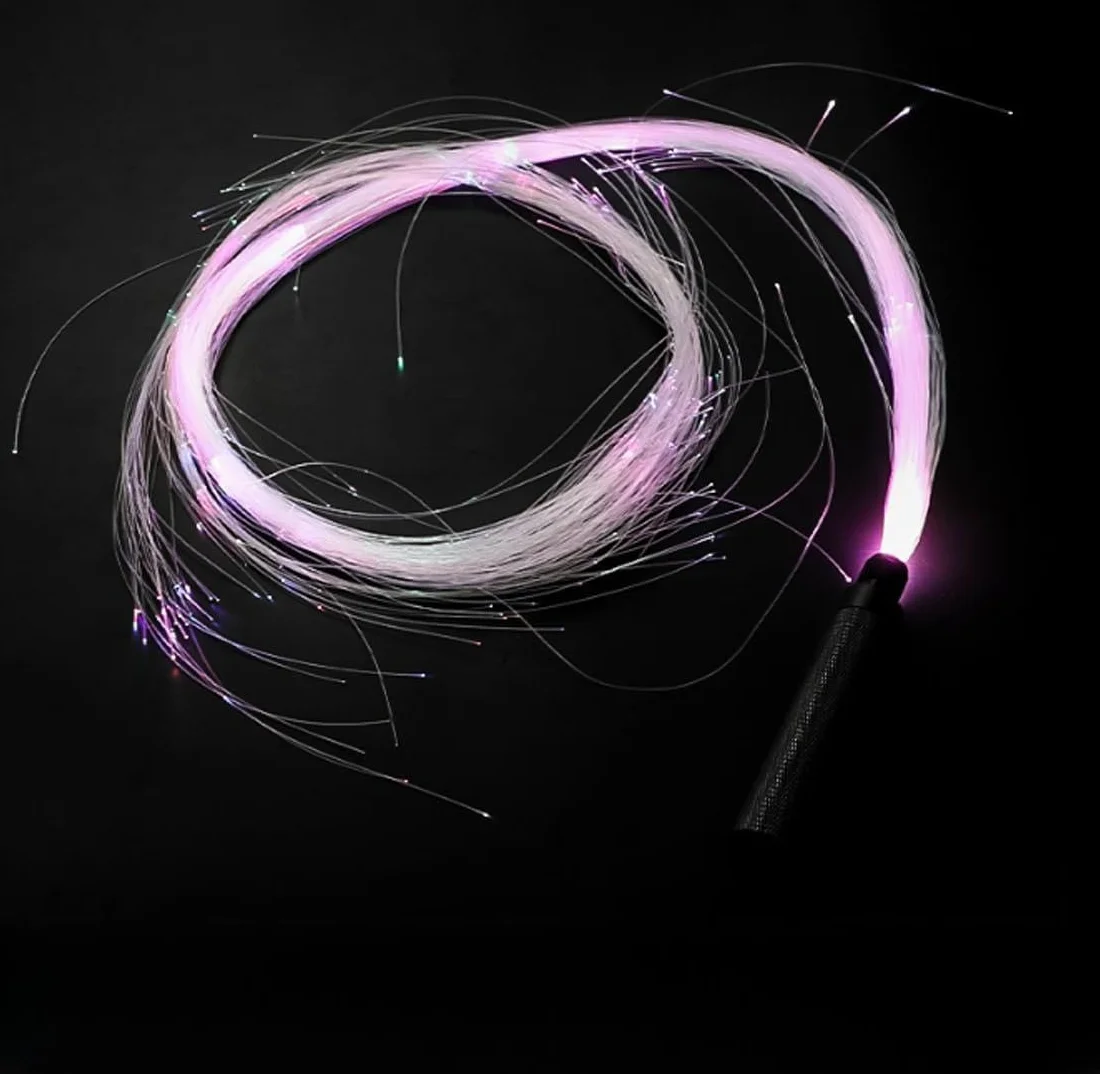 BigKing LED Light Whip Fouet à LED en fibre optique 7 couleurs 4 modes d'éclairage pivotant 360° pour fête festival musique danse