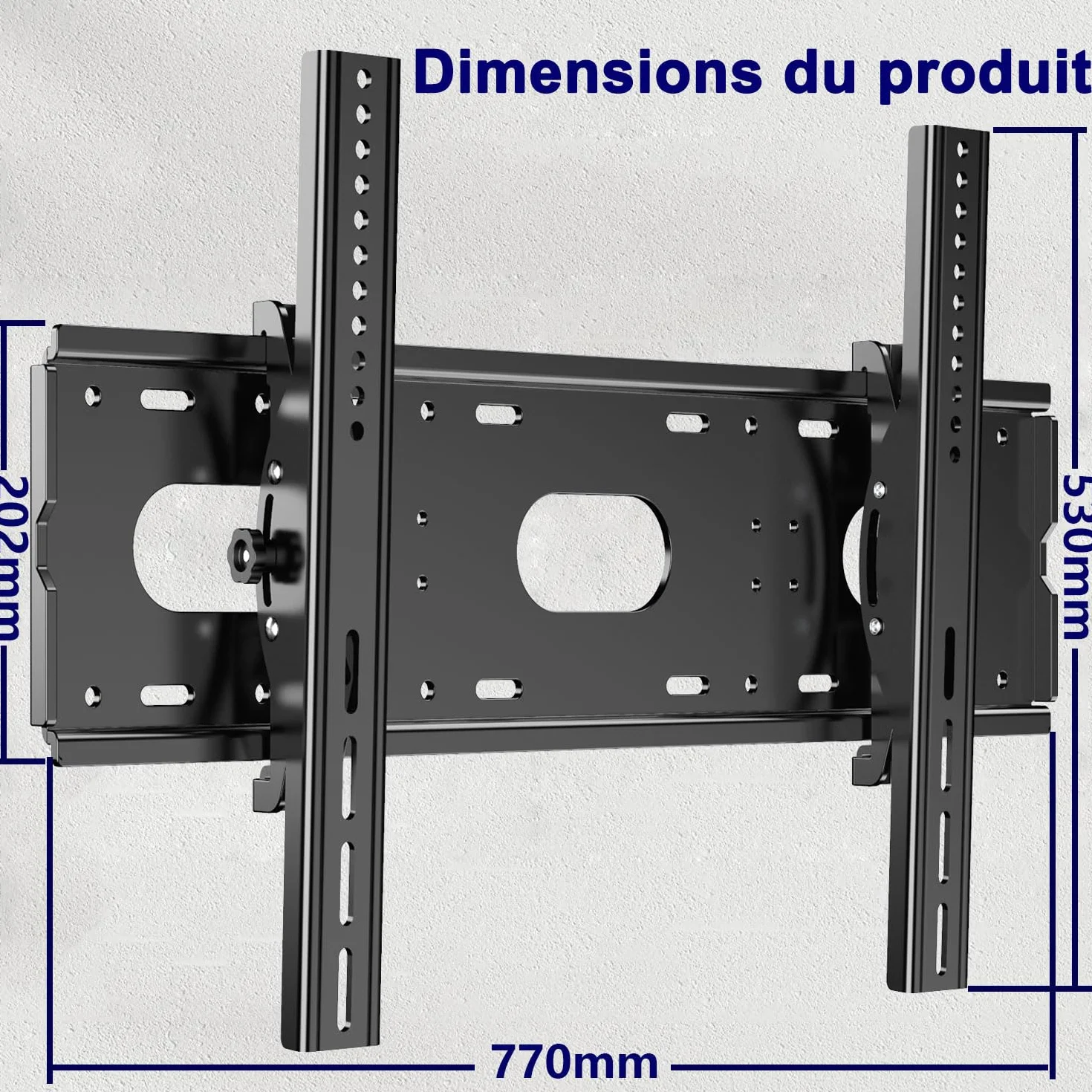 Support Mural TV Grande Taille inclinable pour la Plupart 42 à 85", VESA Jusqu’à 700x500mm et Charge maximale 84KG, 55 58 60 65 70 75 80 Pouces réglable Rack Mural pour TV,Fixation Mural TV