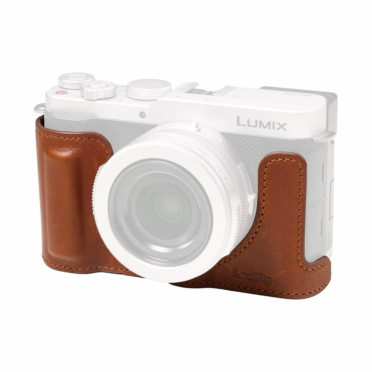 SMALLRIG Étui Demi-Cuir pour Panasonic LUMIX L10, Cuir Véritable, Marron