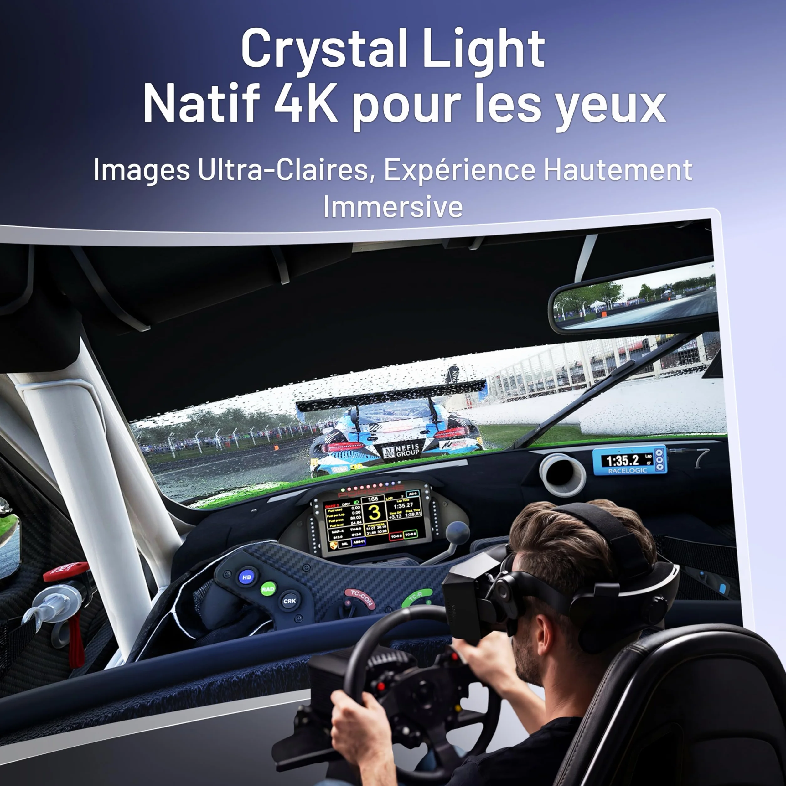 Pimax Crystal Light HD Casque VR PC 8K 120Hz SteamVR Contrôleurs