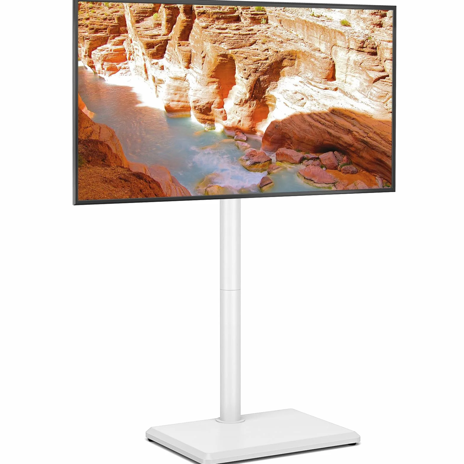 TVON Support TV au Sol pour Téléviseurs de 32 à 60 Pouces, Support TV Haut avec Pieds de Support, Support TVs d'angle Slim, Hauteur Réglable, Pivotant, Max VESA 400x400mm jusqu'à 40kg
