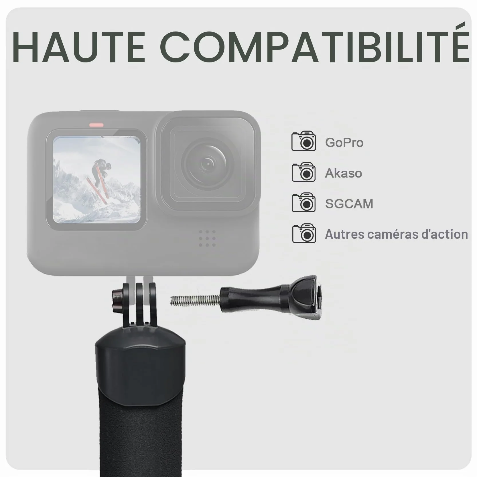 FitStill Monopode étanche avec poignée flottante + corde en acier Cored de sécurité pour caméras d'action Go Pro Hero Session DJI Osmo plongée sous-marine Selfie Stick