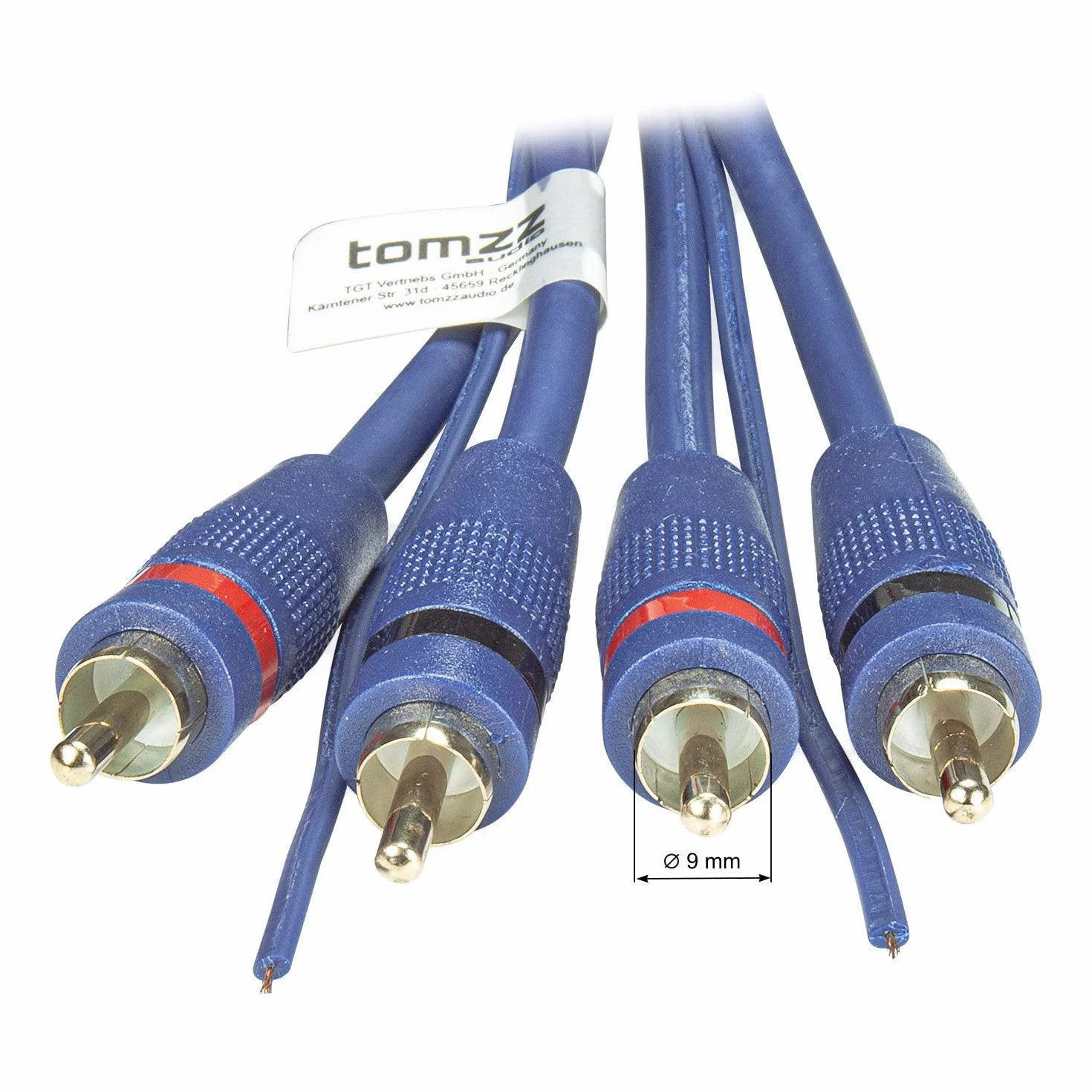 tomzz Audio 5500-001 Câble RCA Professionnel RCA 5m, blindé 2 Fois, Bleu, avec câble Distant