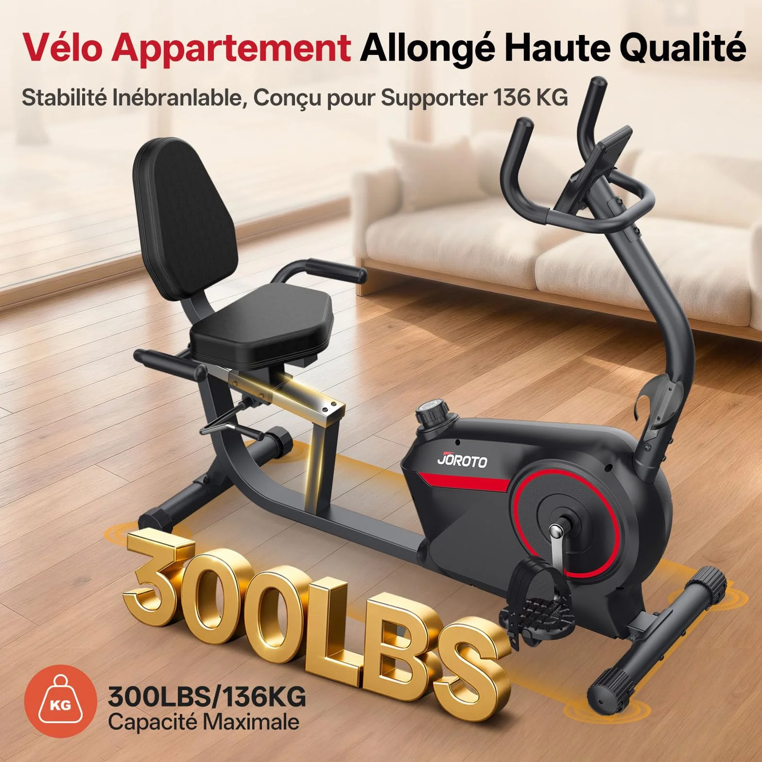 JOROTO JH30 JH30PRO Vélo d'Appartement Allongé Magnétique Bluetooth 136KG Écran LCD Siège Réglable