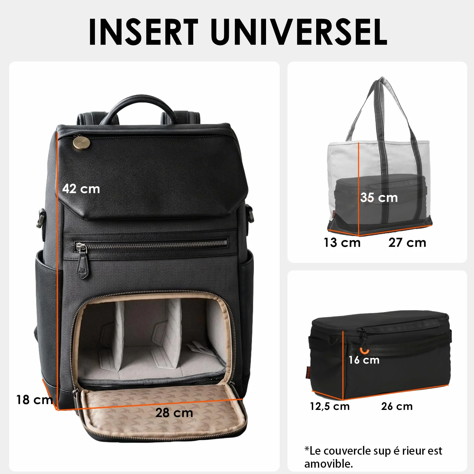 TARION Insert pour Sac Appareil Photo - Sac Intérieur Rembourré avec Couverture Amovible & Cadre Métallique (XS)