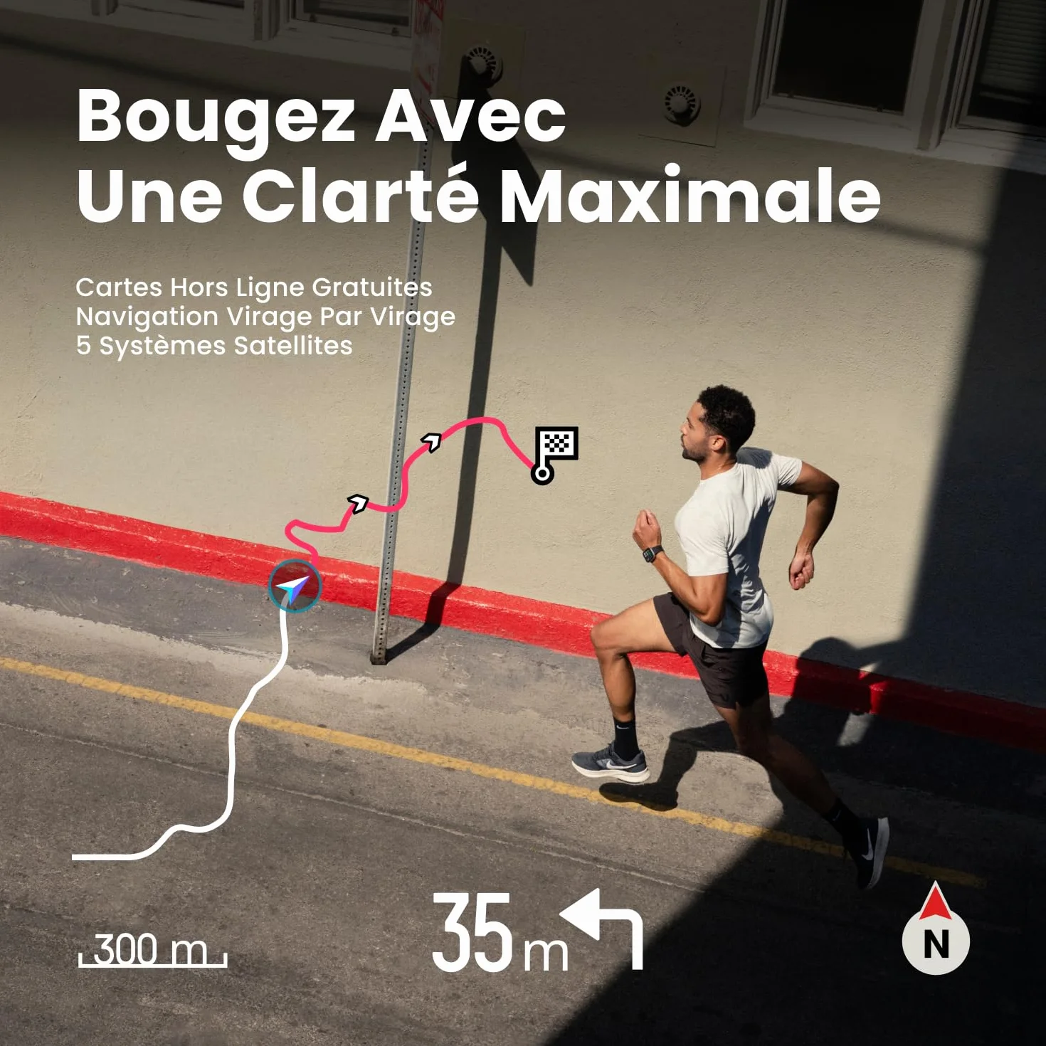 Amazfit Bip Max 50 mm Montre Connectée Écran AMOLED 2,07" Autonomie 20 Jours GPS Cartes 4 Go Stockage Tracker d'Activité 150+ Sports HYROX Android iPhone