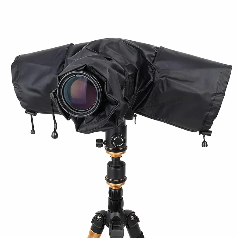 Housse de Pluie Imperméable en Nylon pour Appareils Photo Reflex DSLR, Protection Anti-Pluie Compatible avec Fujifilm, Nikon, Canon, Sony avec Fenêtre Transparent et Manches Réglables